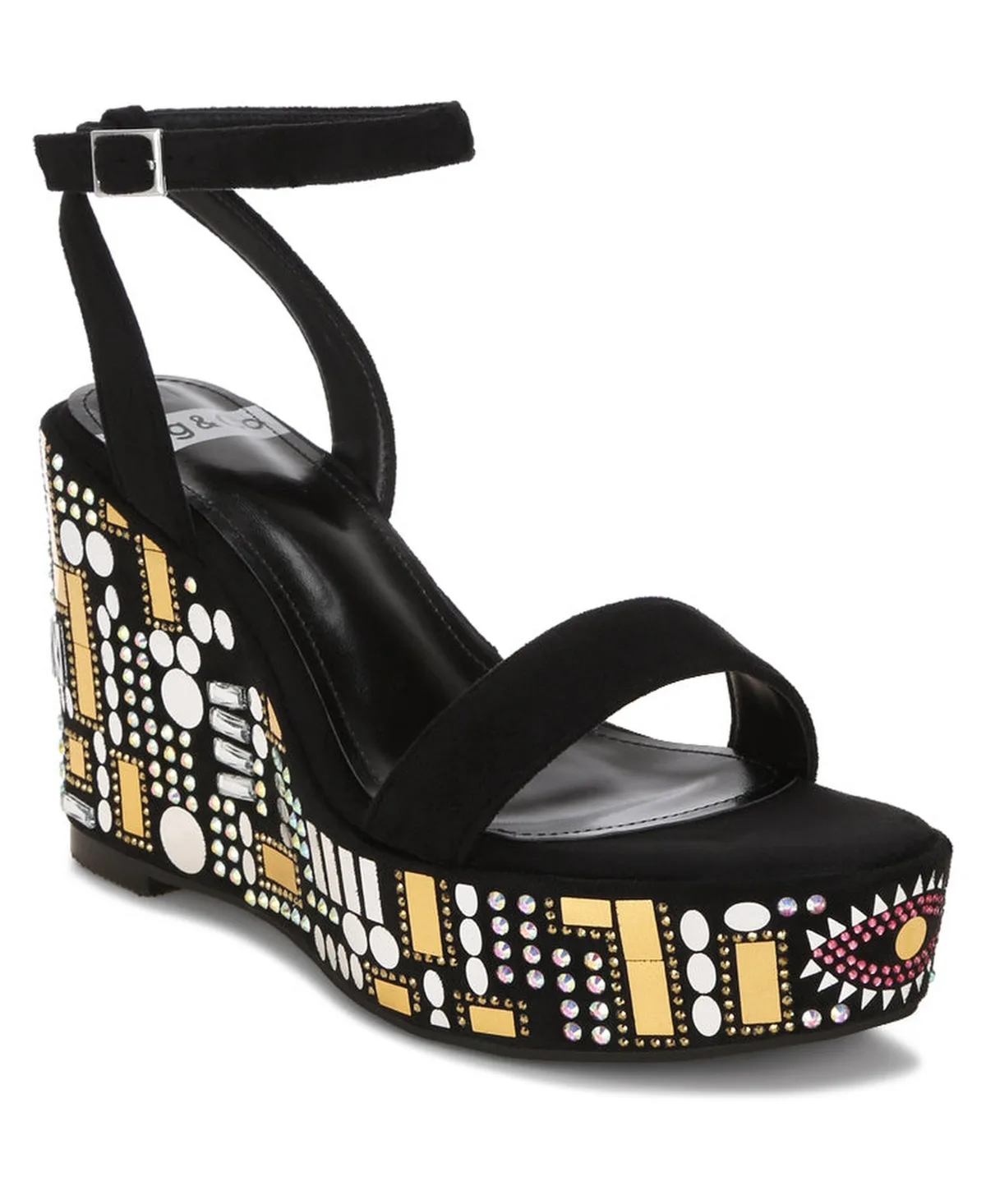 Metropolis Mosaic Embellished Wedge Party Sandals by Rag & Co