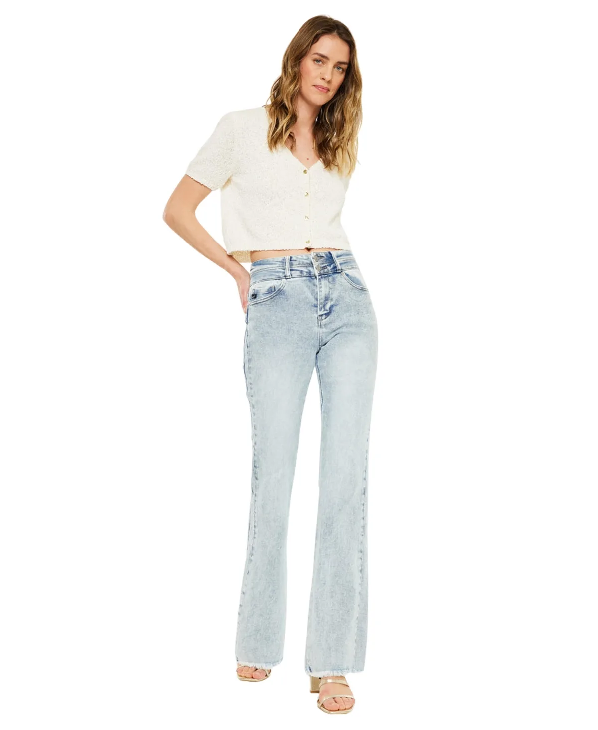Kara High Rise Flare Jeans by Kancan