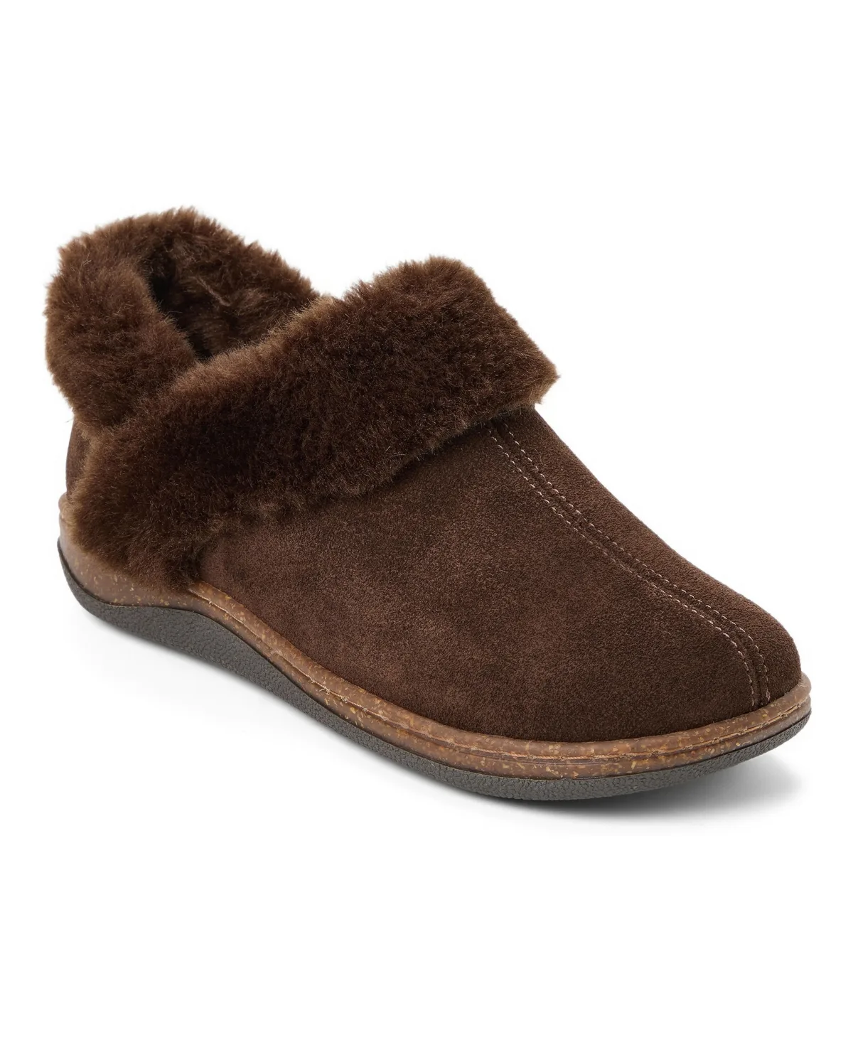 Suede Ankle Boot Faux Fur Trim Slippers