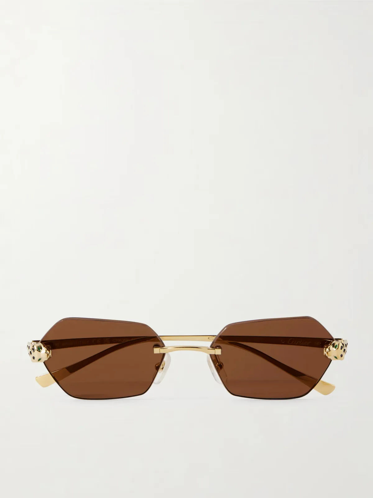 - Panthère De Cartier Rimless Hexagon-frame Gold-tone Sunglasses -