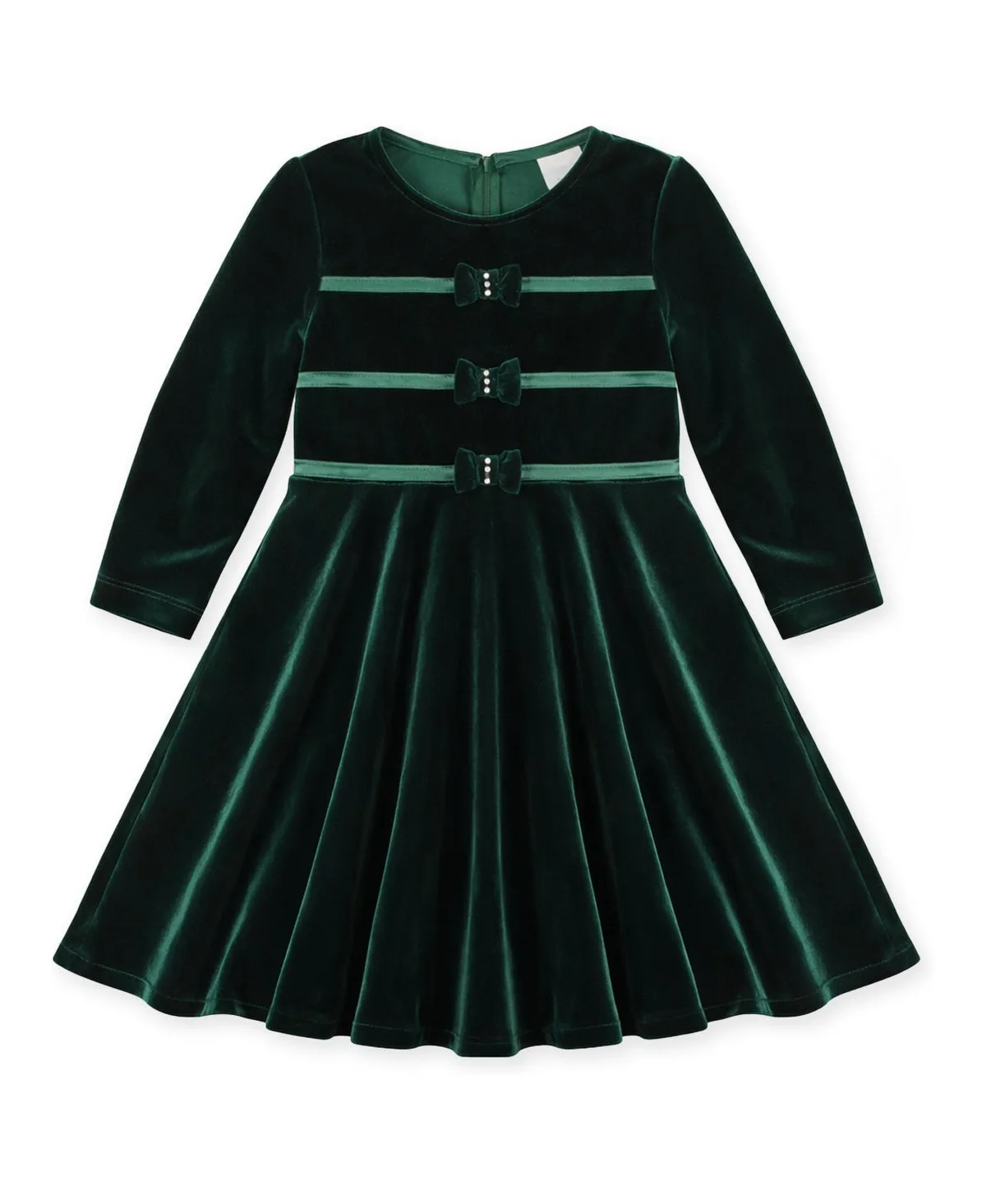 Long-Sleeve Stretch Velvet Dress with Hand-Stitched Pearls by Florence Eiseman