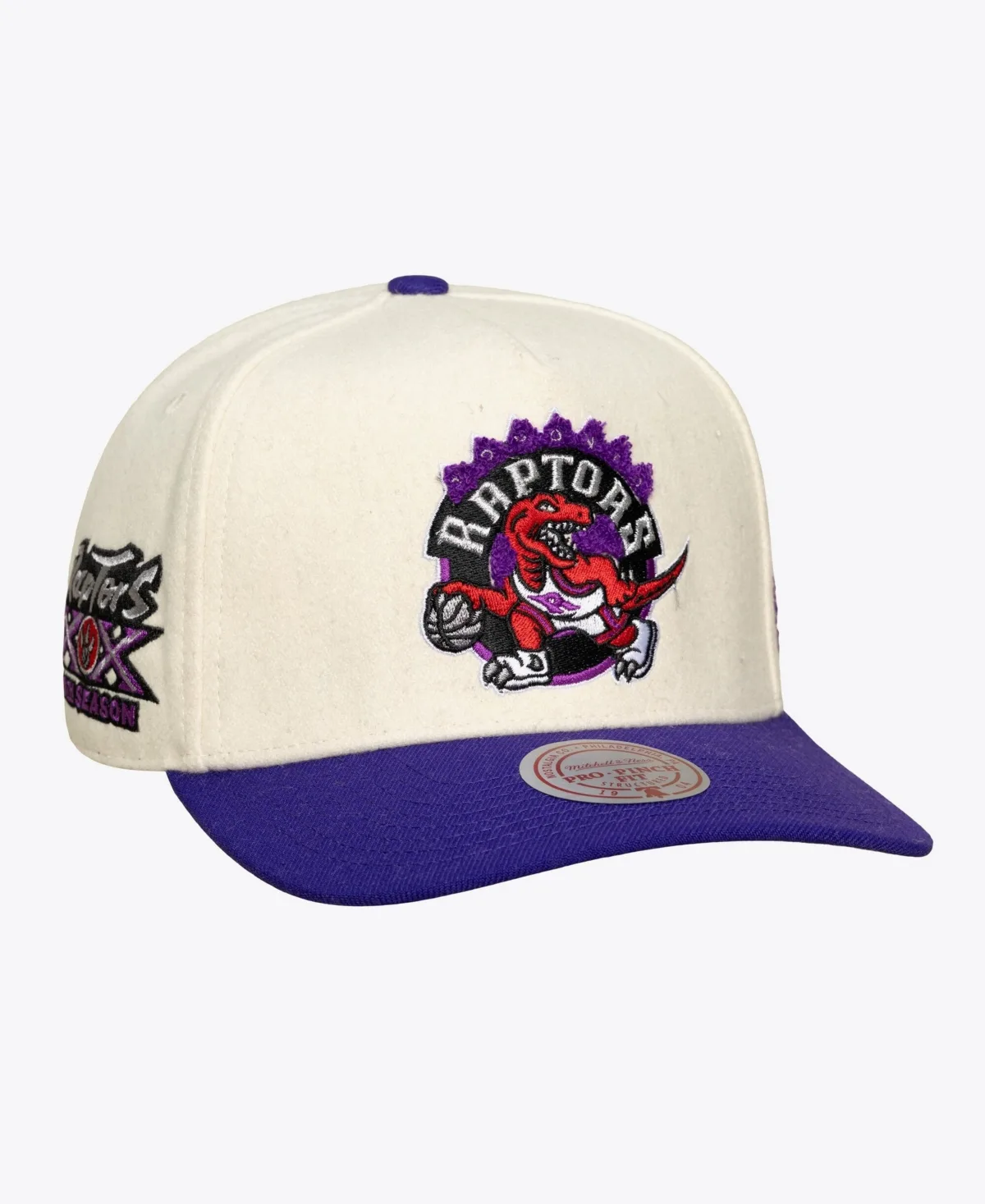 Toronto Raptors Cream Team Pro Adjustable Hat by Mitchell & Ness