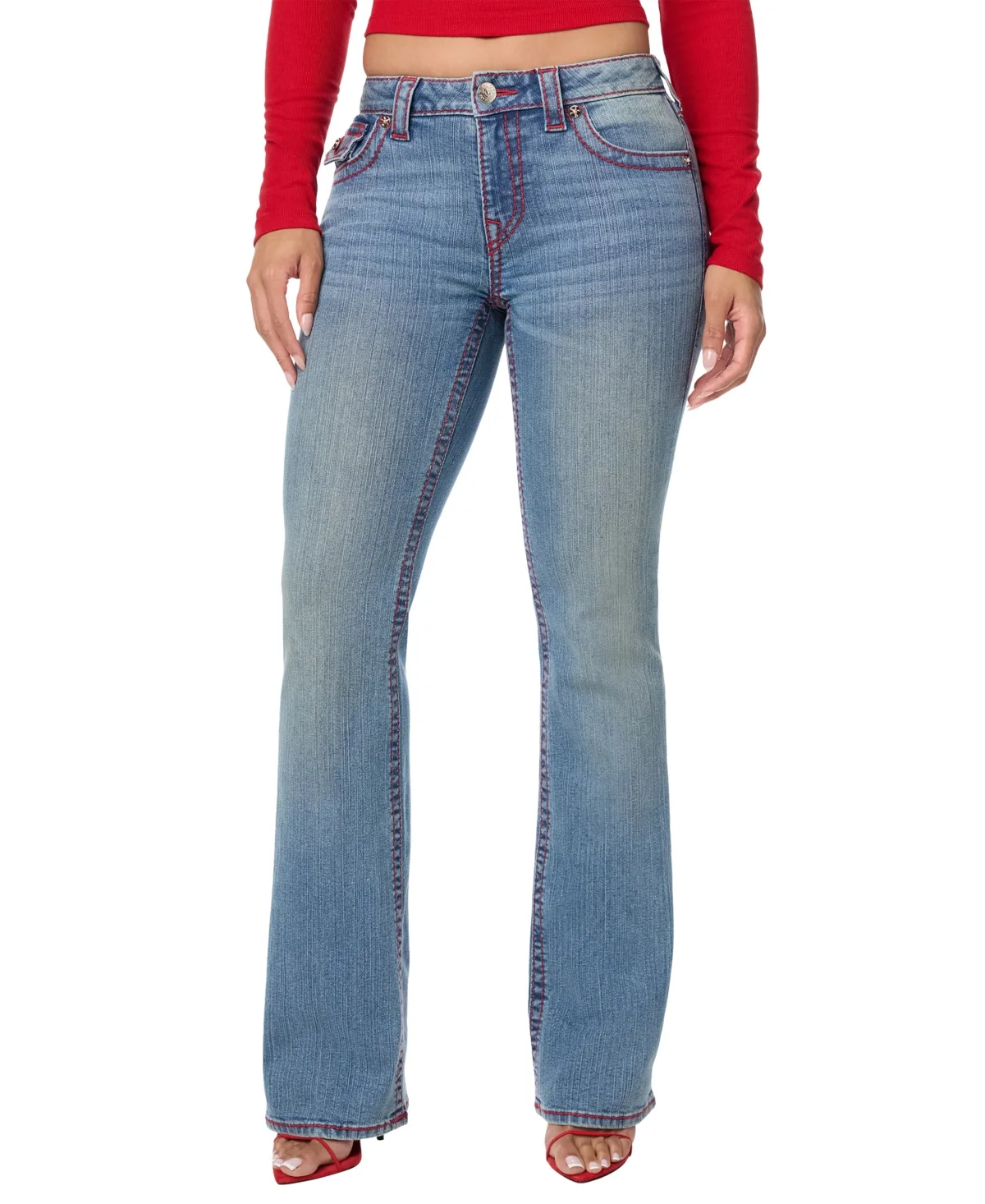 Becca Mid-Rise Bootcut Flap-Pocket Jeans by True Religion