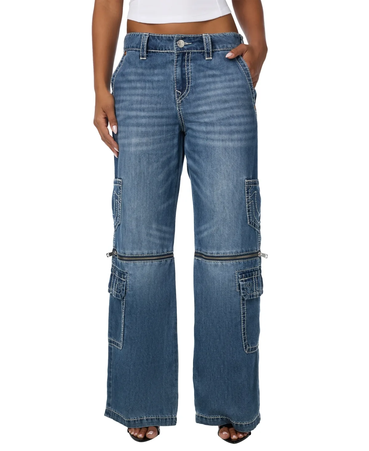 Mid-Rise Baggy Cargo Denim Jeans by True Religion