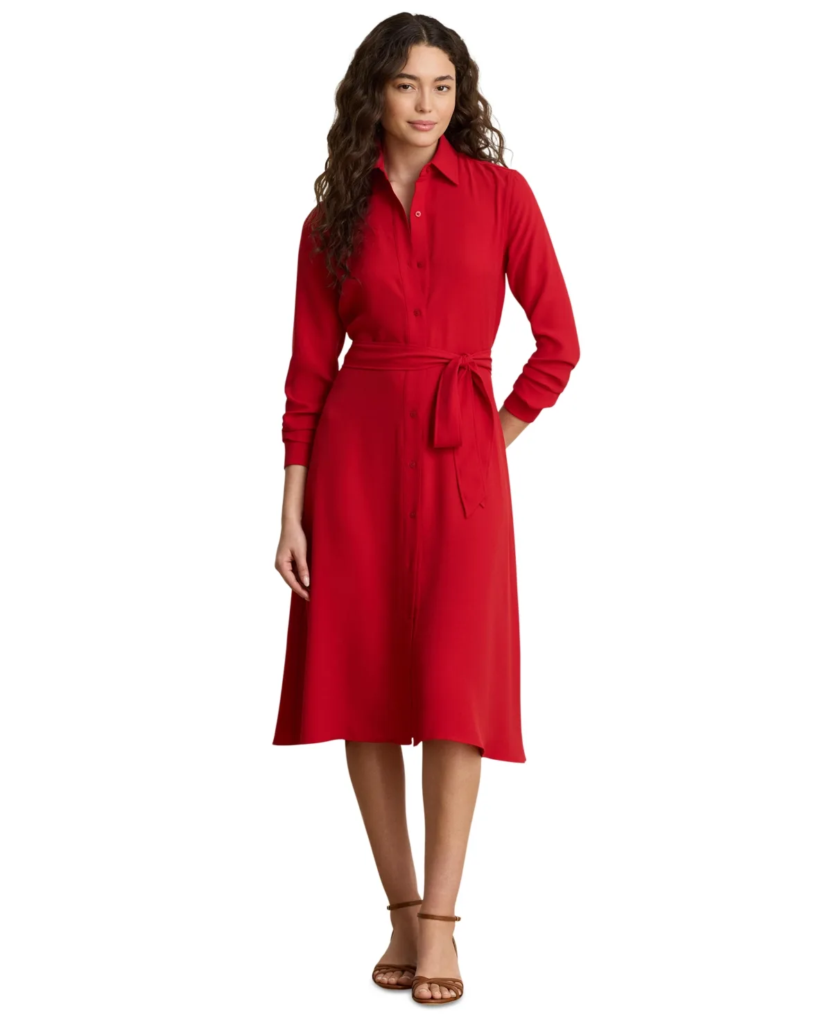 Lauren Ralph Lauren Belted A-Line Midi Shirt Dress by Ralph Lauren
