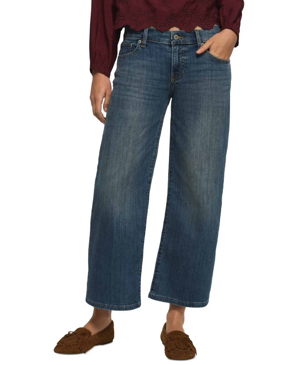 Sweet Wide-Leg Mid-Rise Ankle Jeans
