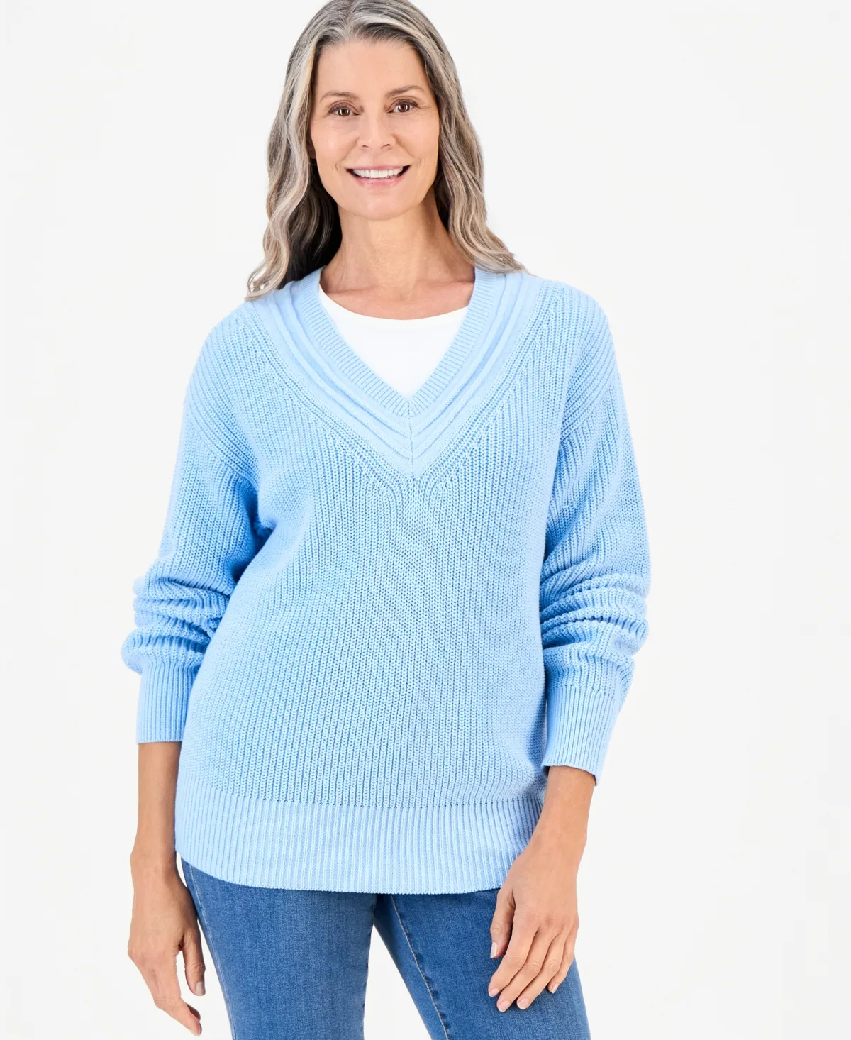 V-Neck Long-Sleeve Sweater