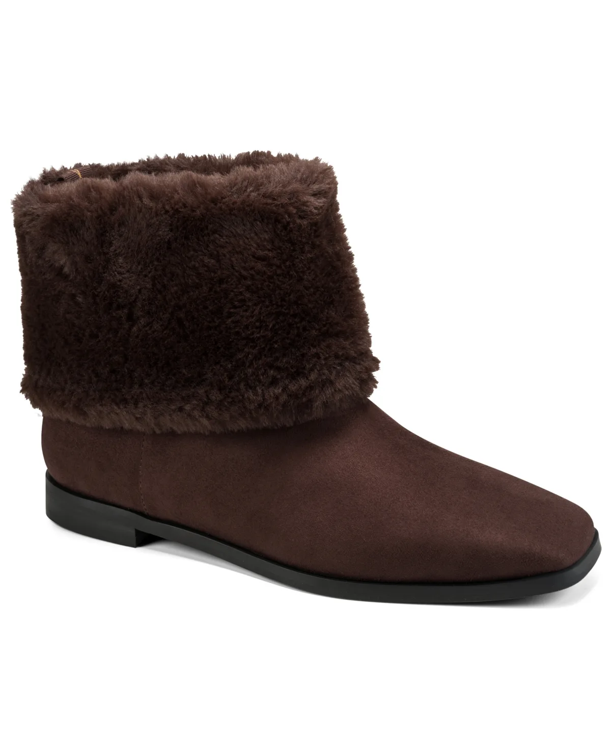 Syrenna Plush Fur Cuff Square-Toe Winter Booties by Karl Lagerfeld