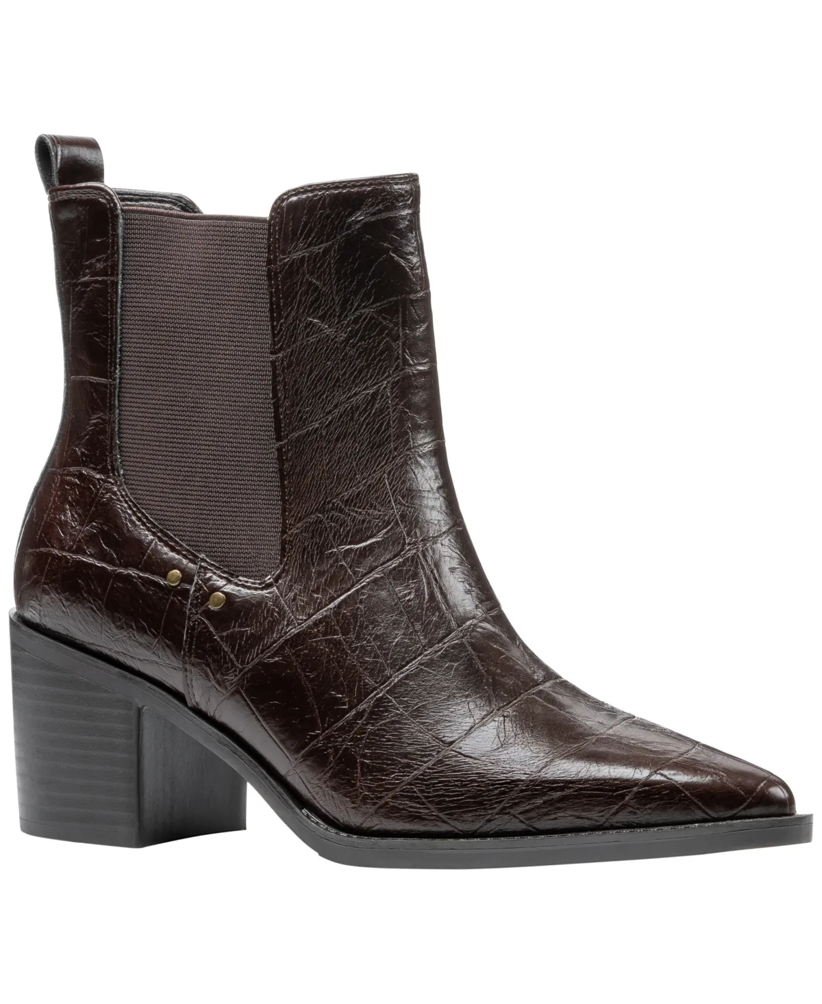 Kodiak Croc-Embossed Pointed Toe Chelsea Booties by Gc Shoes