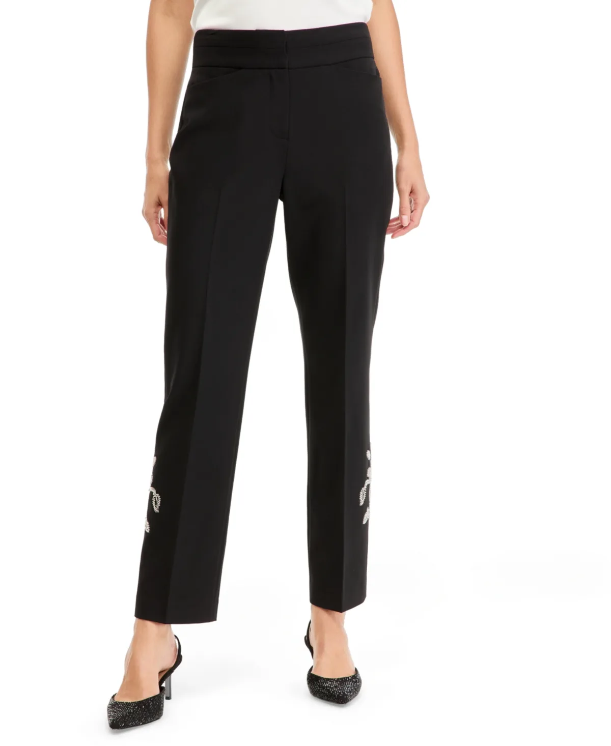 Sequin-Embellished Stretch Bootcut Pants
