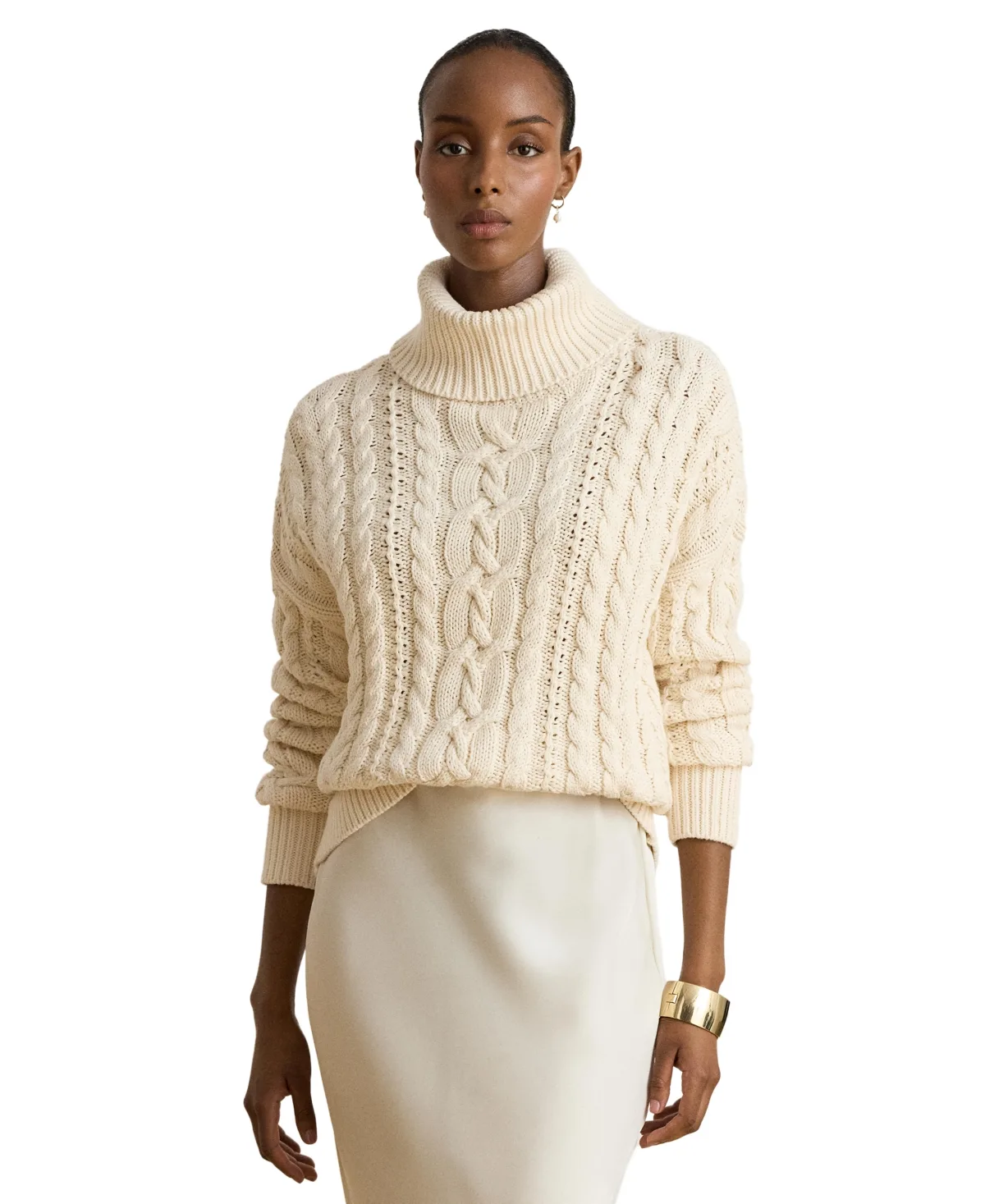 Lauren Ralph Lauren Cable-Knit Cotton Turtleneck Sweater by Ralph Lauren