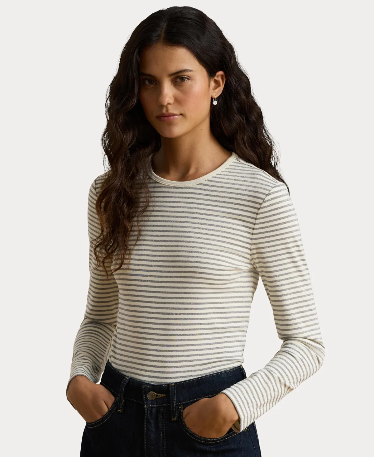 Lauren Ralph Lauren Striped Cotton-Blend Long-Sleeve T-Shirt by Ralph Lauren