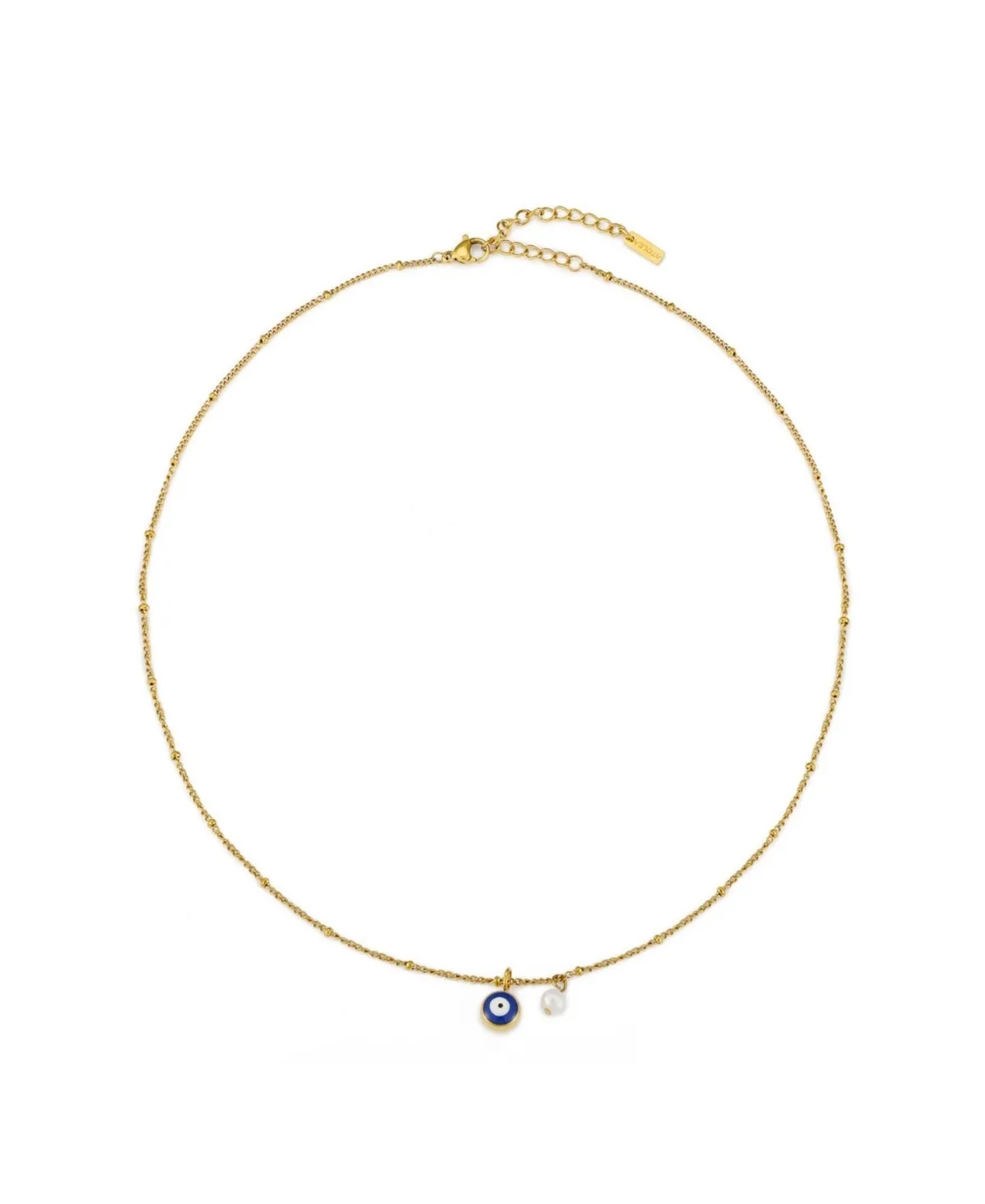 Freshwater Pearl Gold-Tone Evil Eye Necklace by Atolea