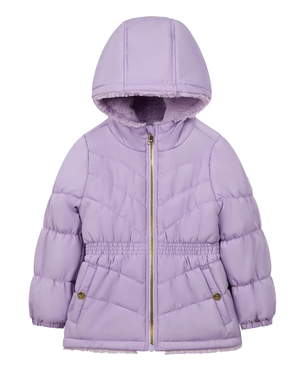 Heavyweight Cinched-Elastic-Waist Faux Fur-Lined Puffer Jacket by Jessica Simpson