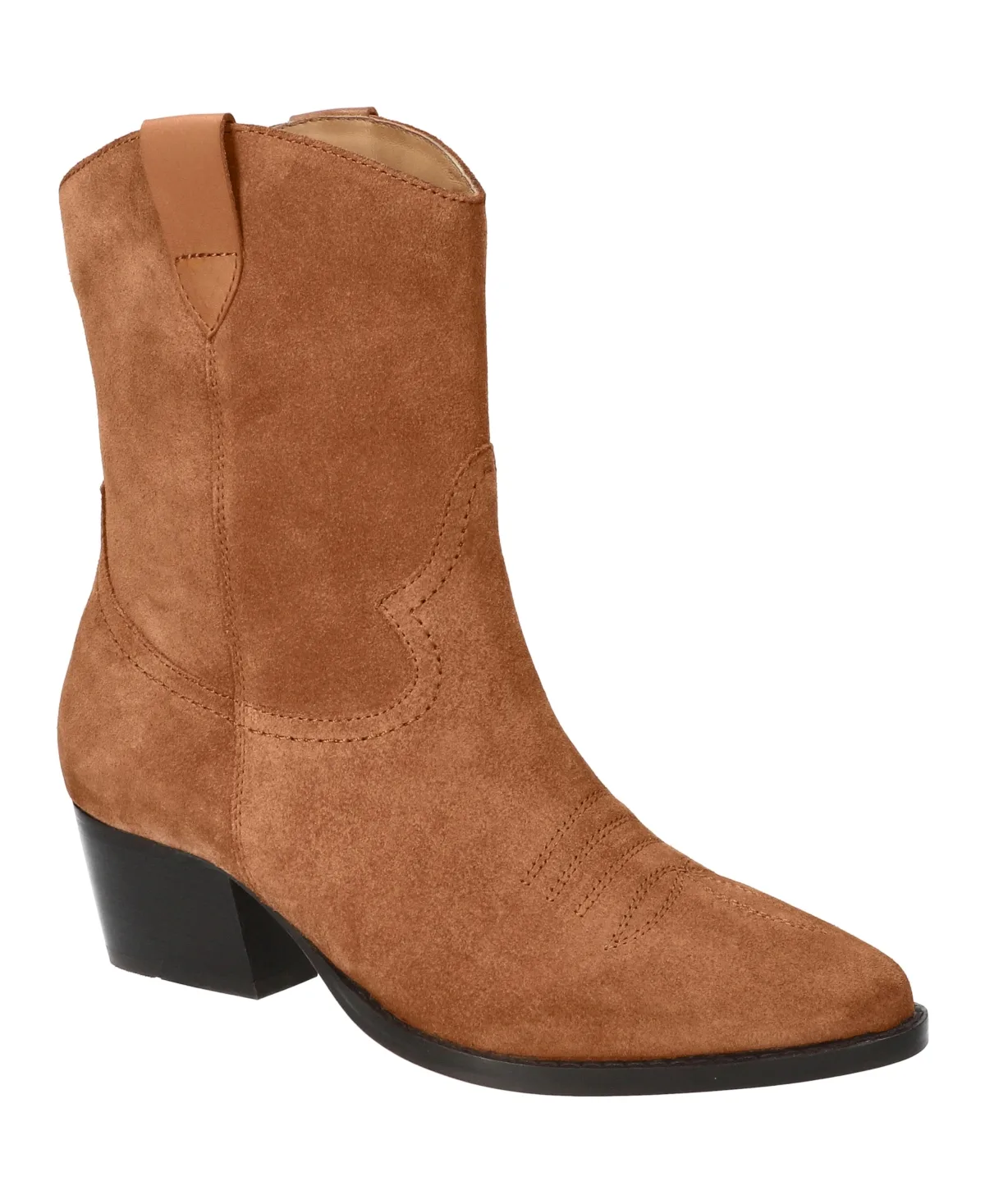 Frontier Almond Toe Western Boots - Caramel Suede Leather by Bella Vita