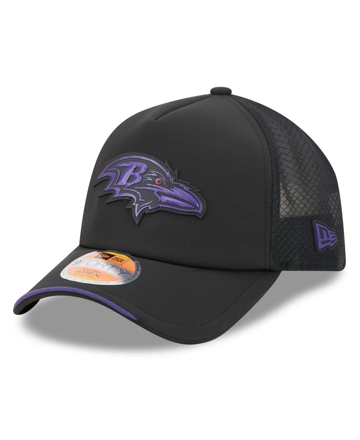 Baltimore Ravens 2026 Sideline Apex 9FORTY Adjustable Trucker Hat by New Era