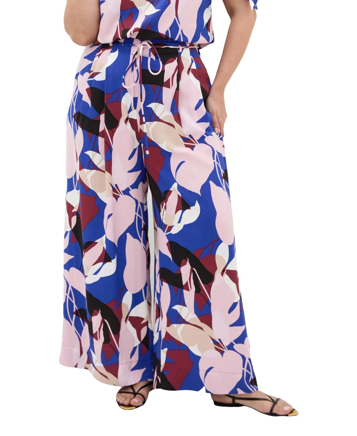 Floral-Print High-Rise Wide-Leg Pants