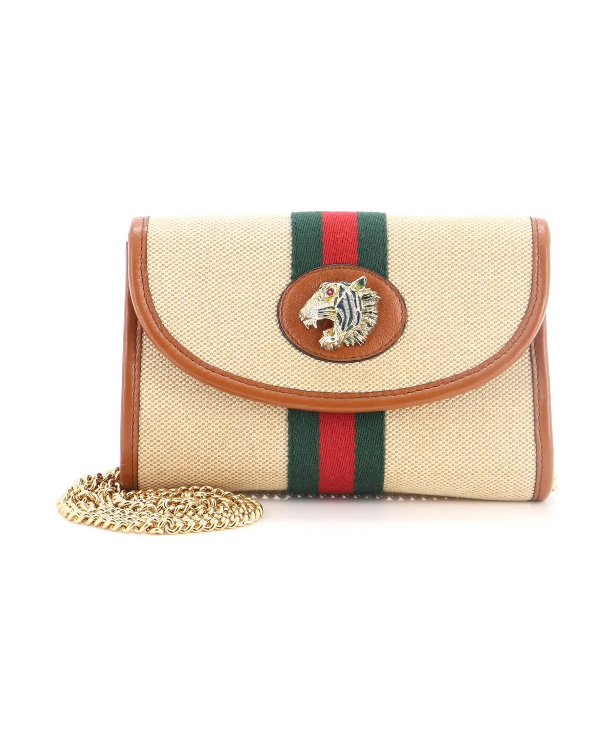 Pre-Owned Gucci Mini Rajah Web Chain Shoulder Bag Vintage Web Canvas by Gucci