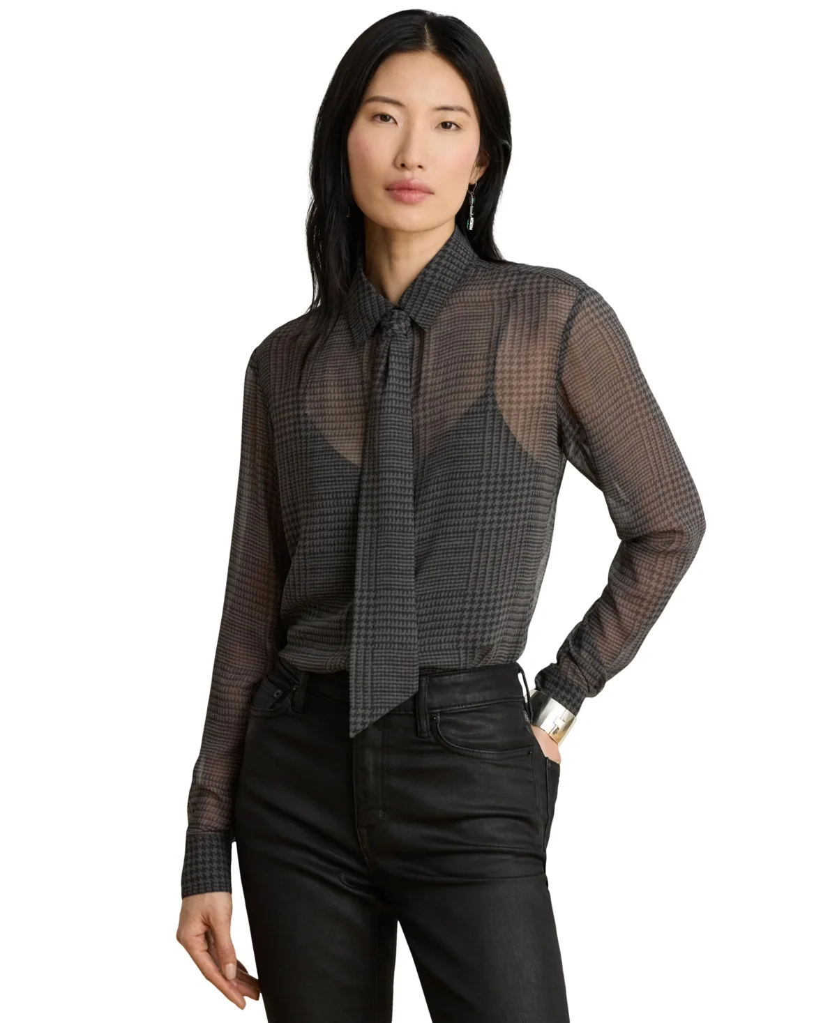 Lauren Ralph Lauren Kristy Plaid Chiffon Blouse