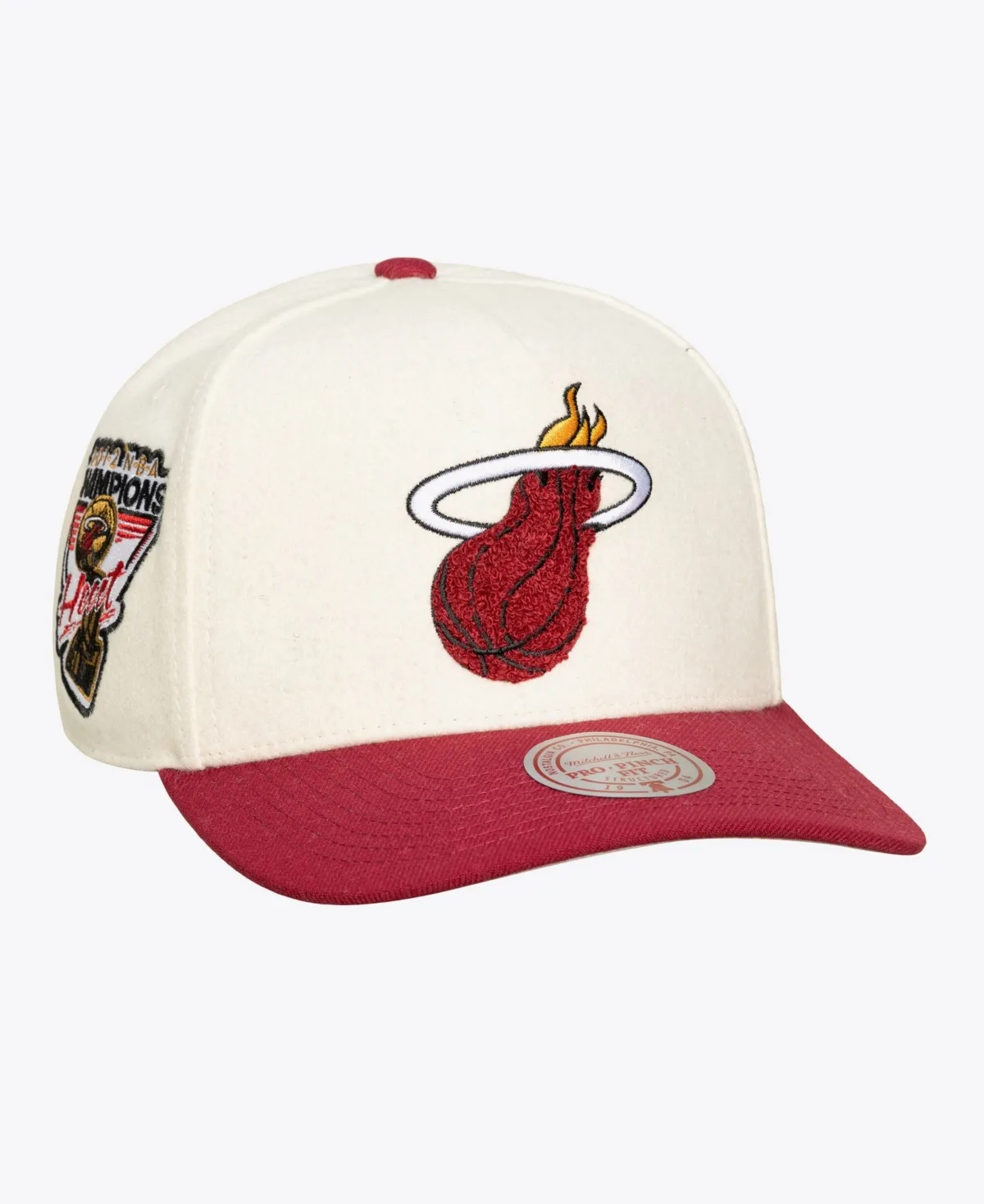 Miami Heat Cream Team Pro Adjustable Hat by Mitchell & Ness