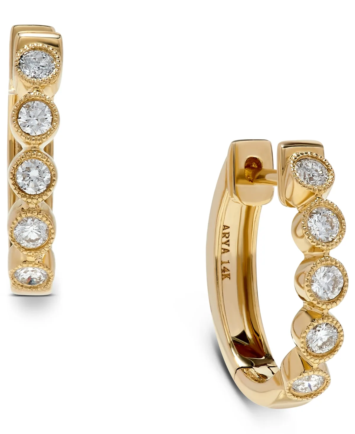 Diamond Huggie Hoop Earrings (1/3 ct. t.w.) in 14k Yellow Gold by Macy's
