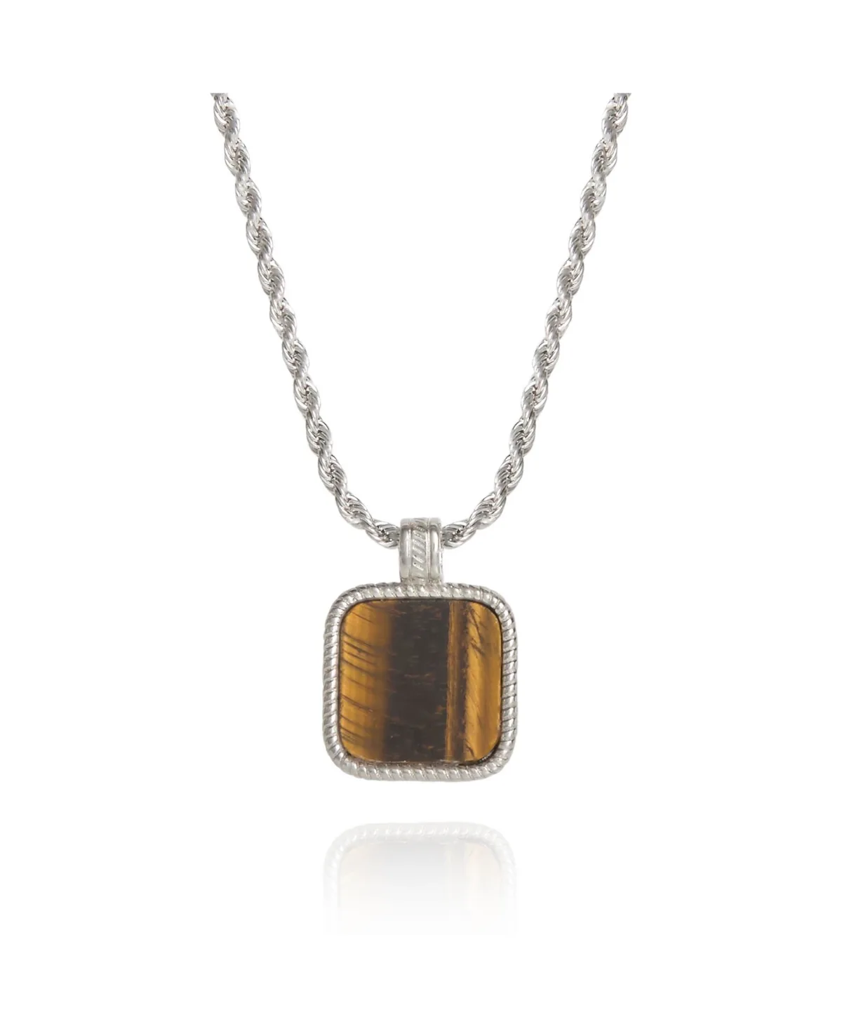 Stainless Steel Necklace with Tigers Eye Pendant by Lucky Brand