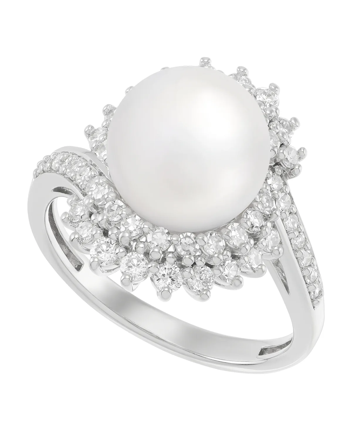 Lab-Grown Diamond and White Ming Pearl Ring (3/4 ct. t.w.) in Sterling Silver by Grown with Love