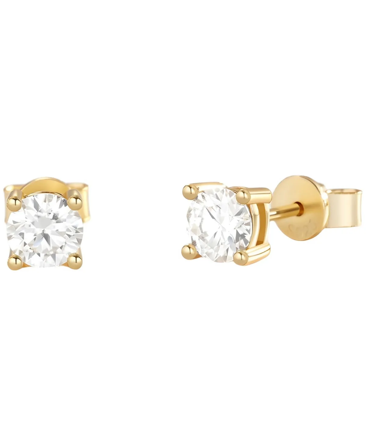 Cubic Zirconia Solitaire Stud Earrings in Sterling Silver or 18k Gold Over Sterling Silver by Mint & Lily