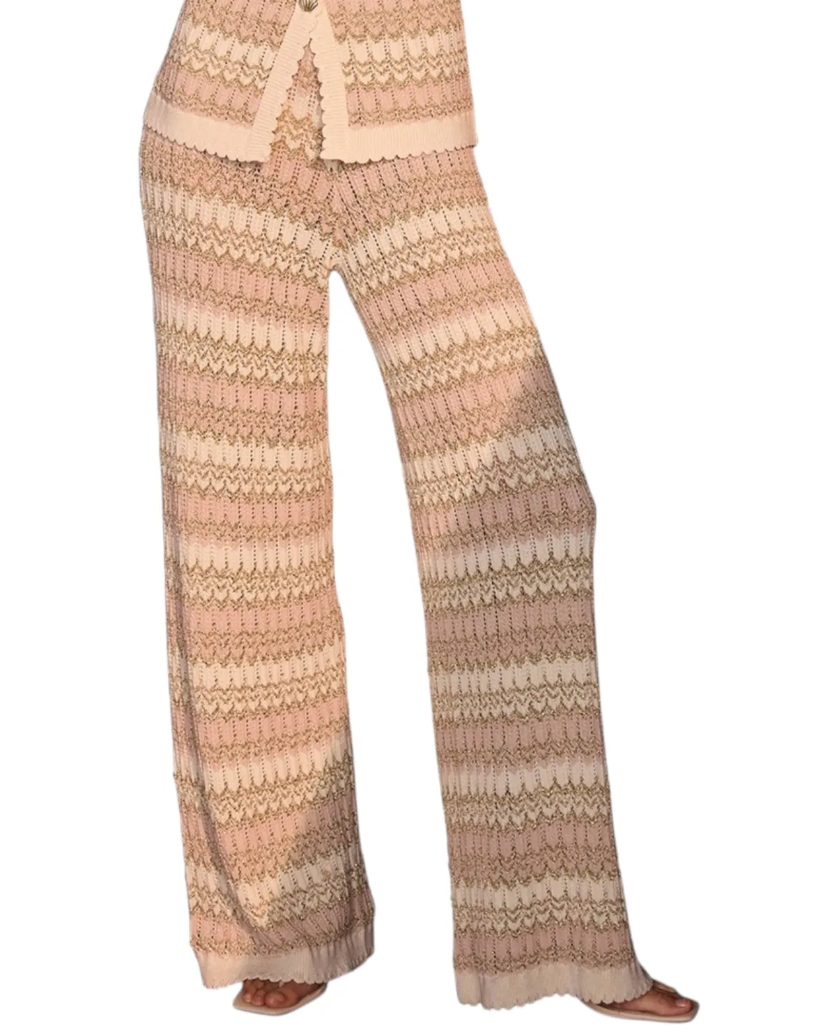 Wide-Leg Pull-On Striped Trousers