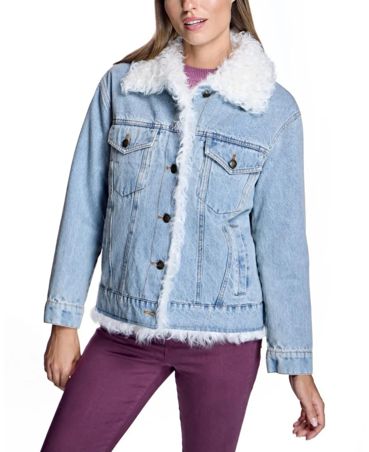 Kalgan Lamb Trim Short Denim Jacket