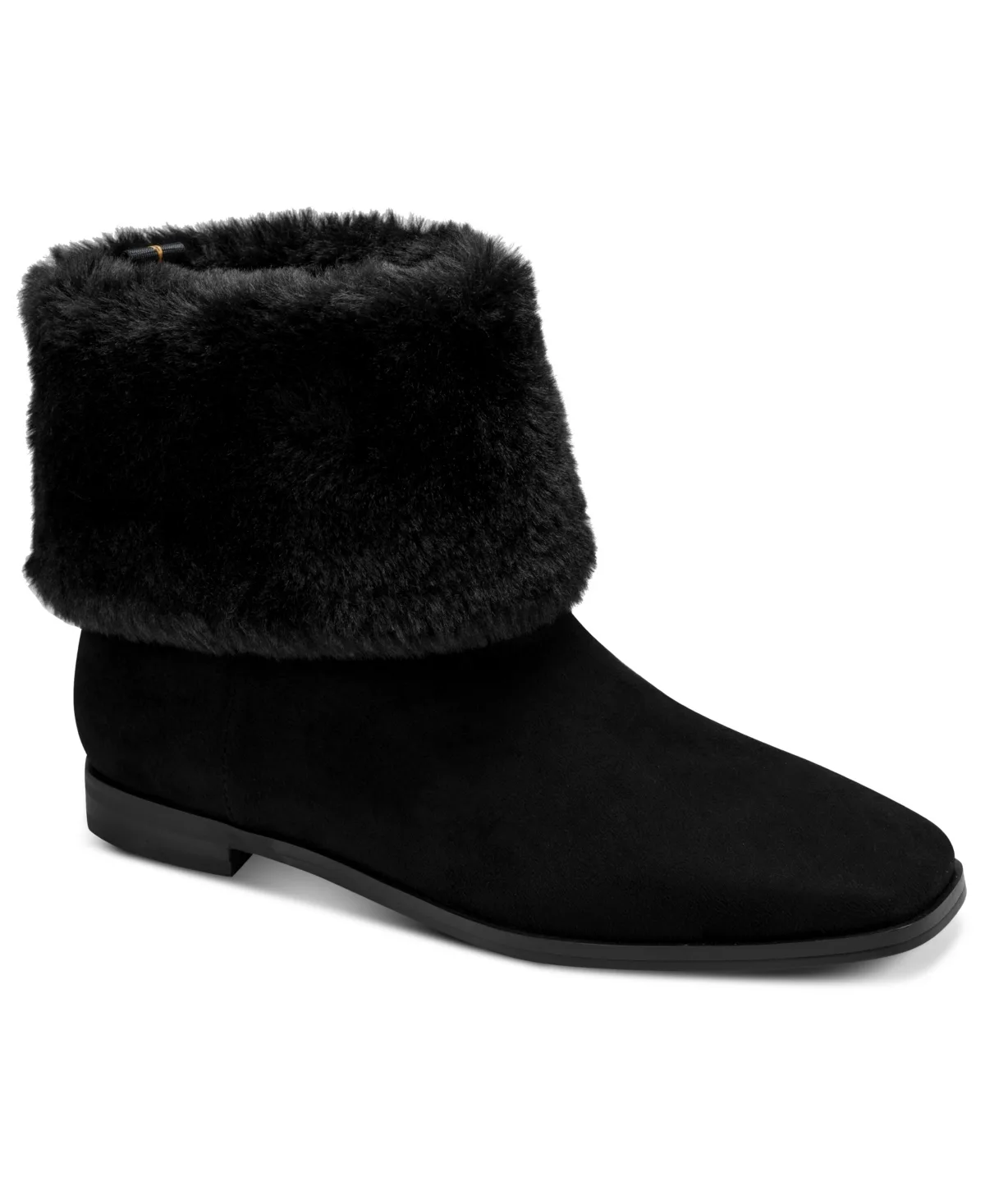 Syrenna Plush Fur Cuff Square-Toe Winter Booties