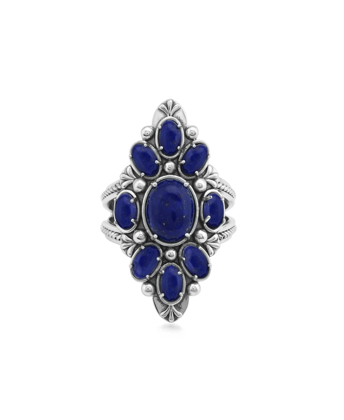 Marquise-Shaped Cluster Split-Shank Ring in Sterling Silver by American West Jewelry