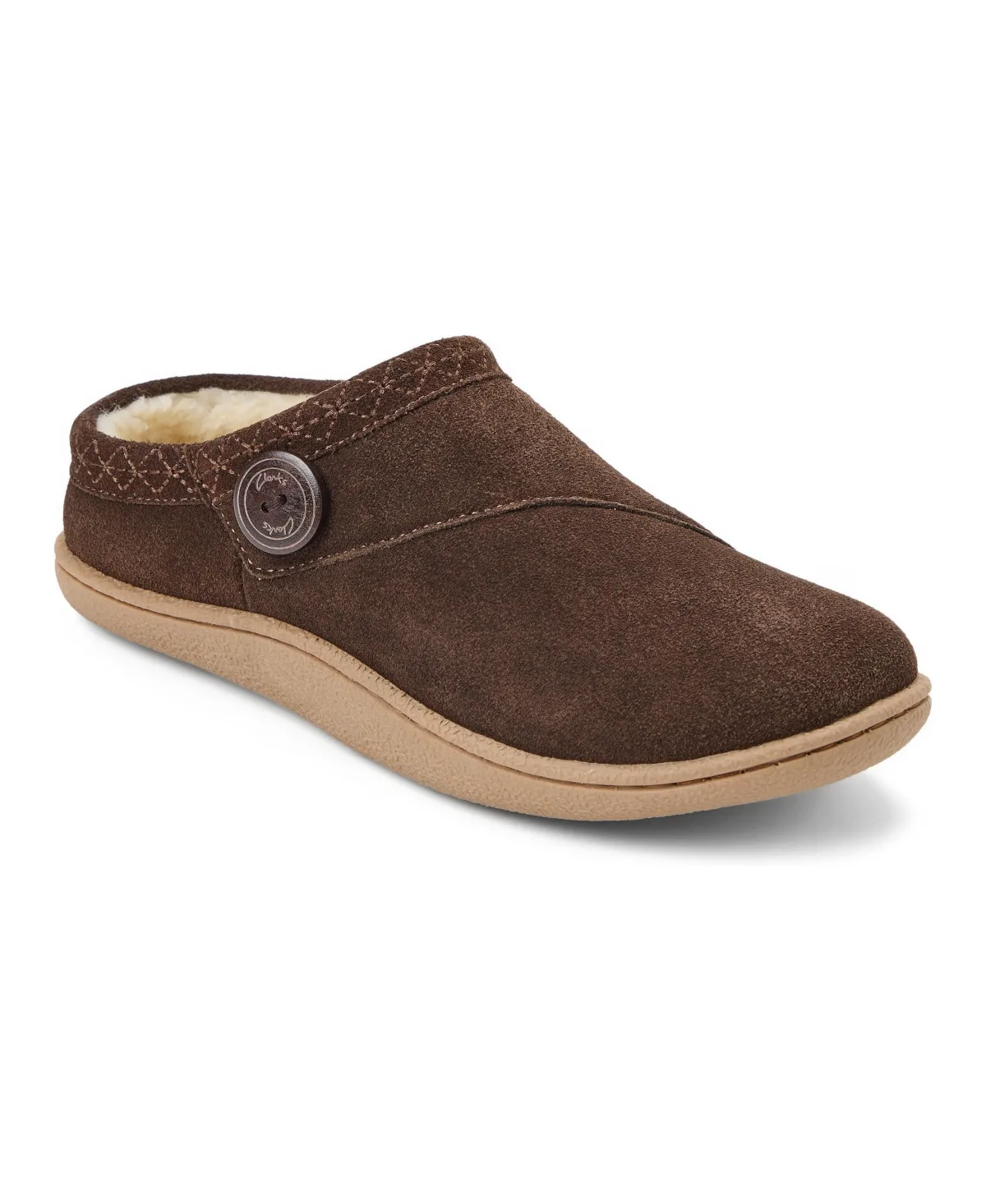 Embroidered Round-Toe Suede Clog Slippers