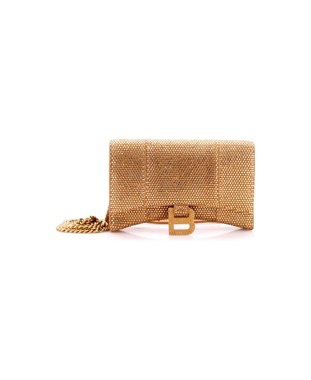 Pre-Owned Balenciaga Hourglass Chain Wallet Suede with Crystals by Balenciaga