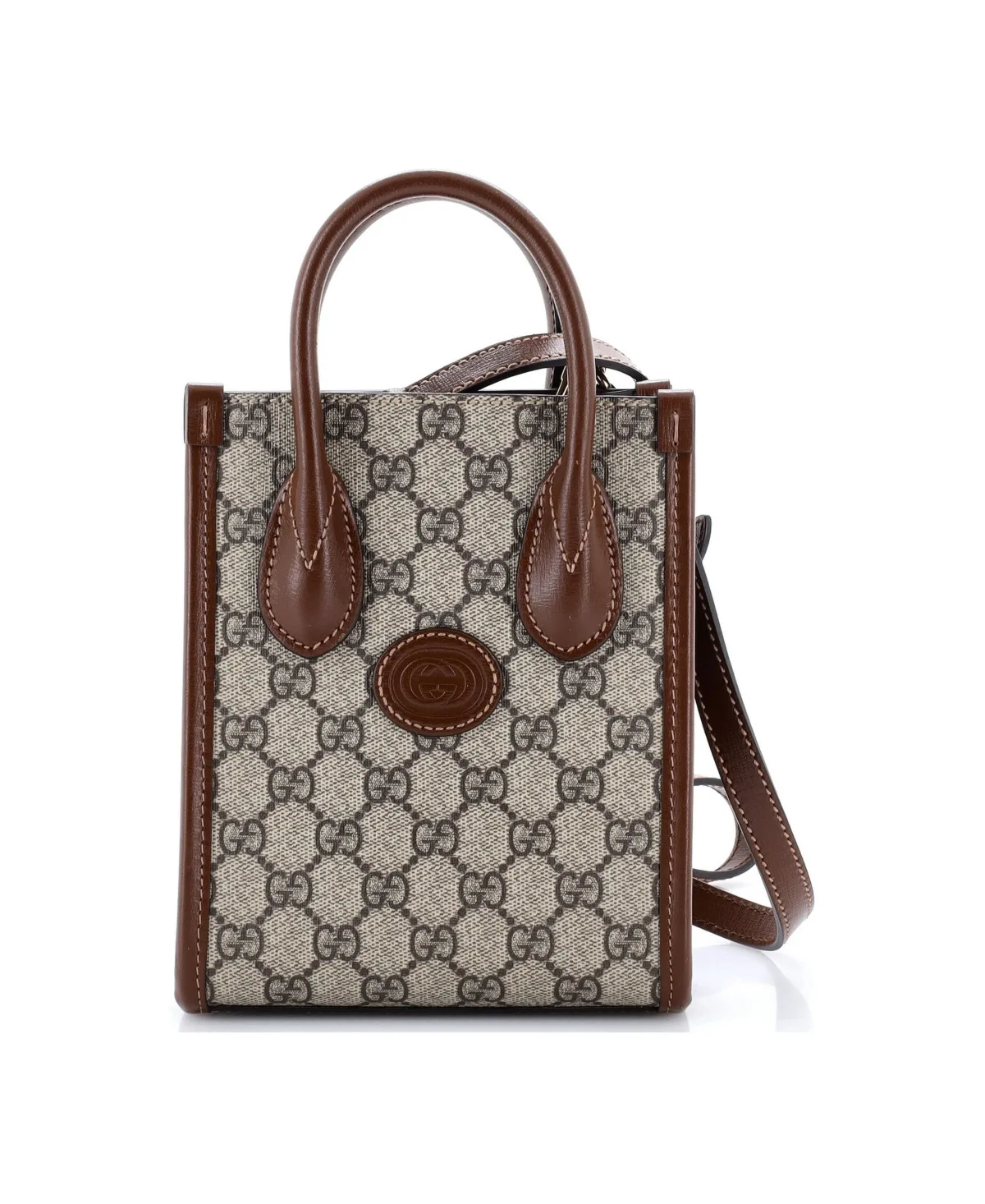 Pre-Owned Gucci Mini Interlocking G Patch Tote Gg Coated Canvas by Gucci