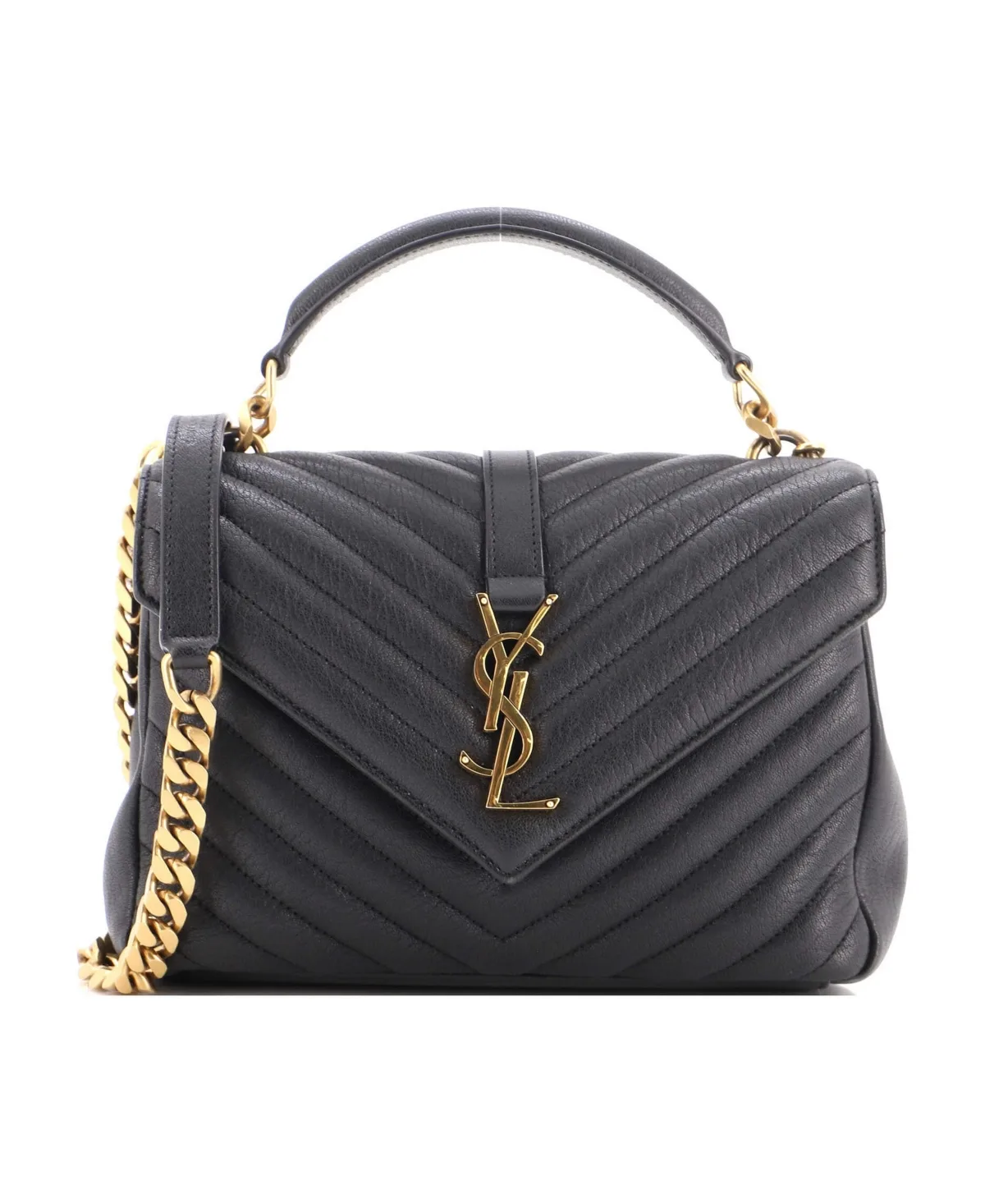 Pre-Owned Medium Classic Monogram College Bag Matelasse Chevron Leather by Saint Laurent