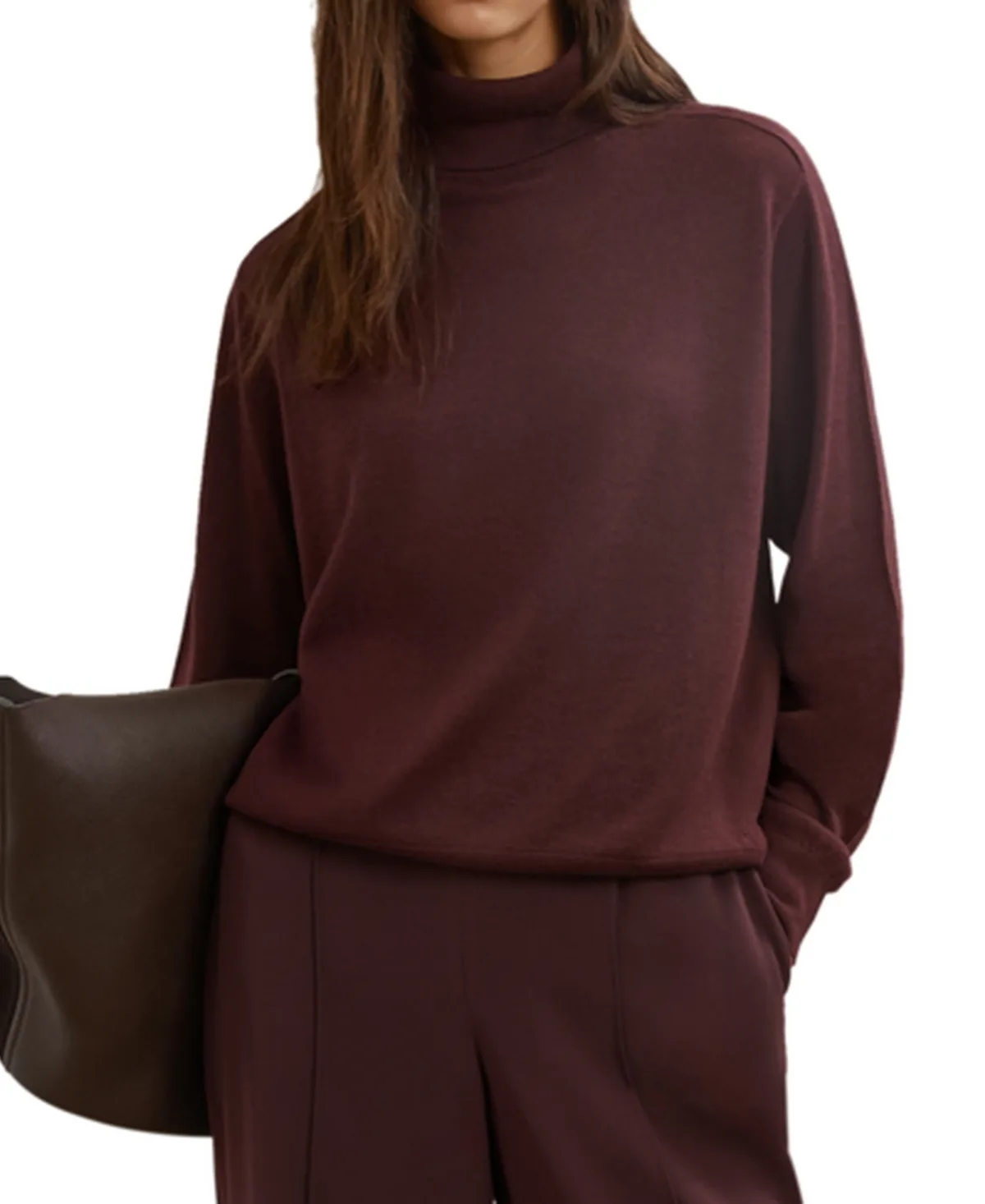 Wendy Merino Wool Turtleneck Saddle-Sleeve Sweater