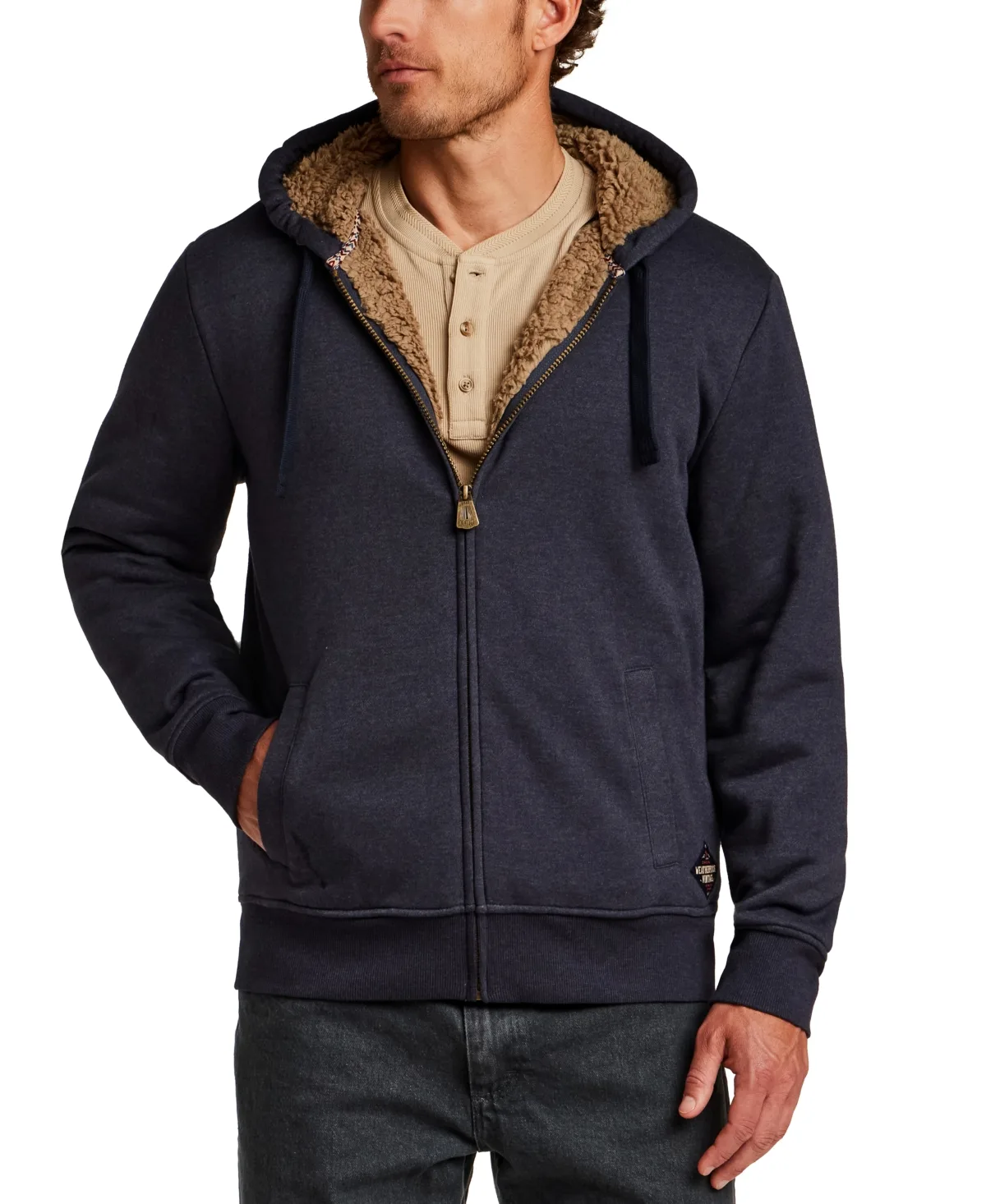 Full-Zip Sherpa-Lined Fleece Hoodie