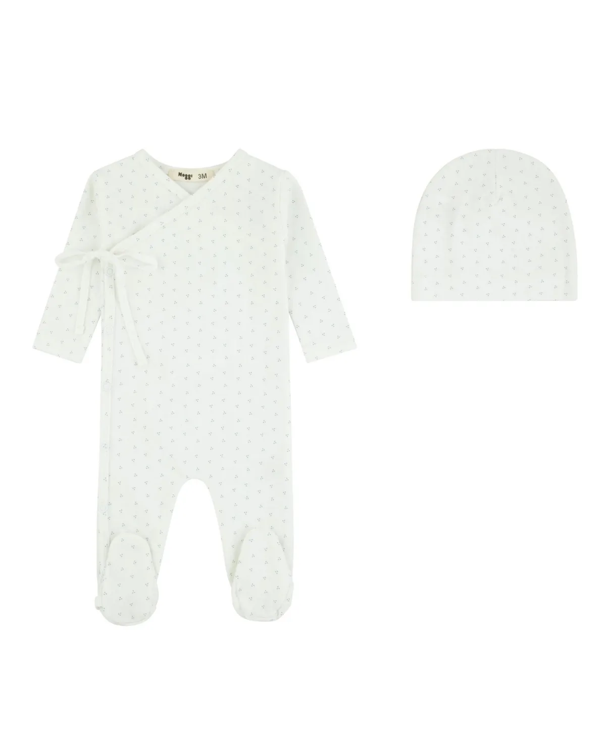 Wrap with Dot Print Footie and Beanie, 2-Piece Set by Noggiwear