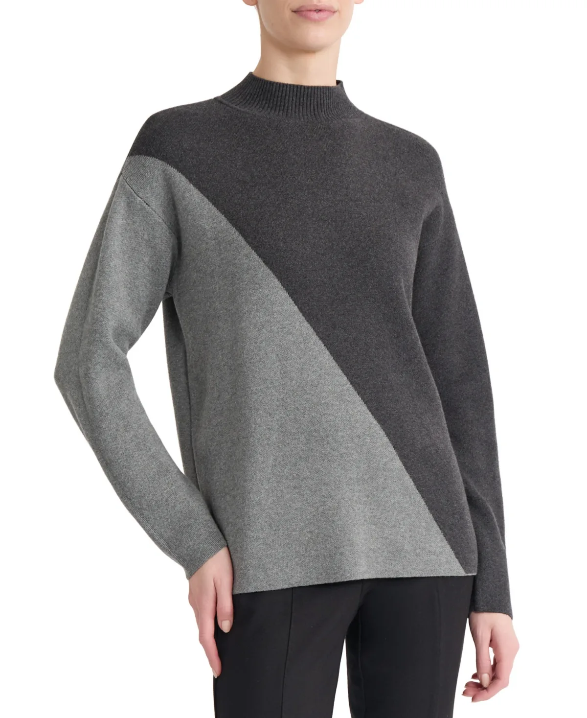Colorblock Mock Neck Long-Sleeve Sweater by Jones New York