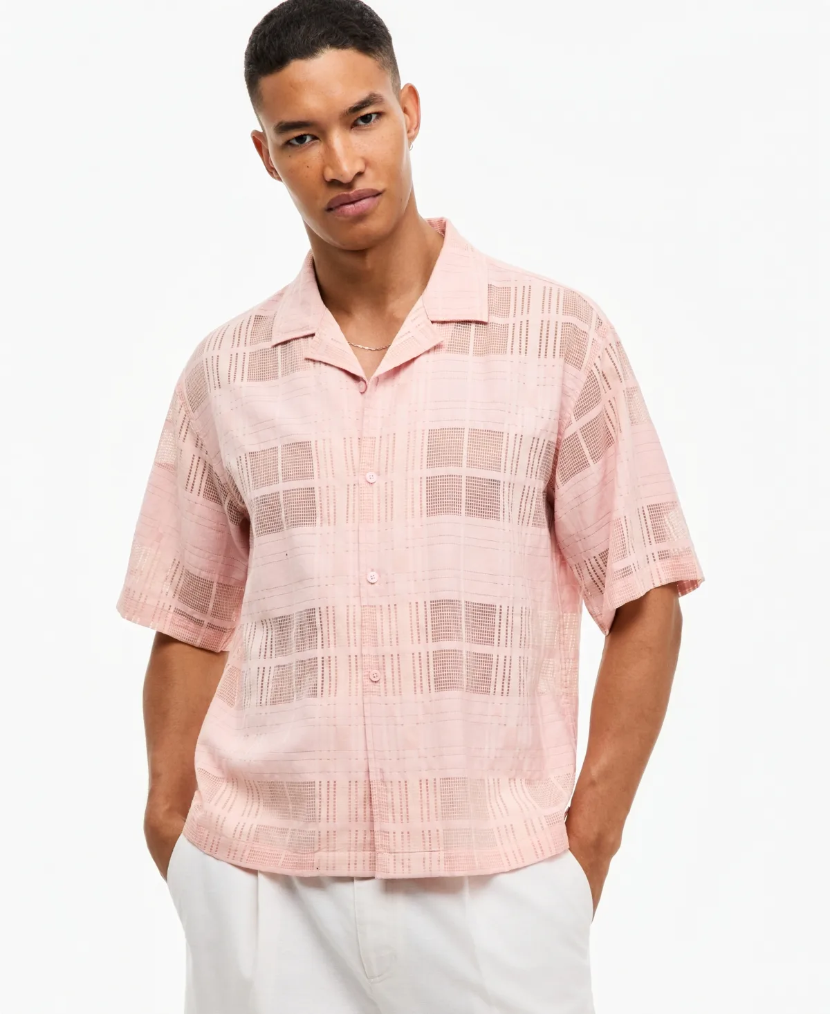 Camp Collar Short-Sleeve Plaid Shirt by Mode of One