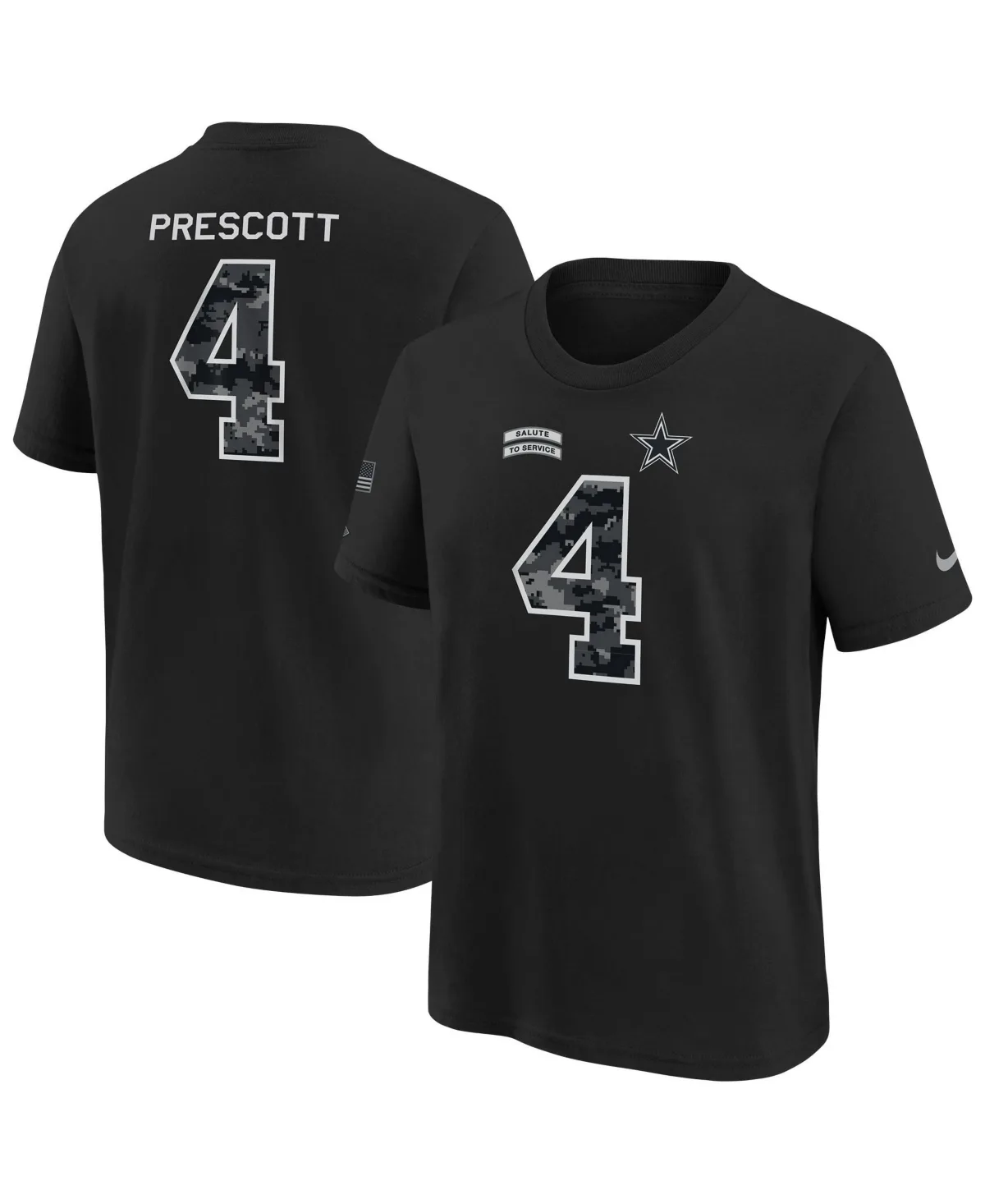 Dak Prescott Dallas Cowboys 2026 Salute to Service Name Number T-Shirt by Nike