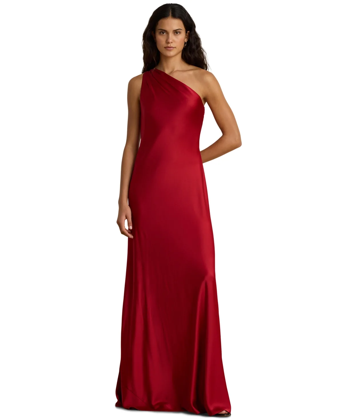 Lauren Ralph Lauren One-Shoulder Satin Formal Gown