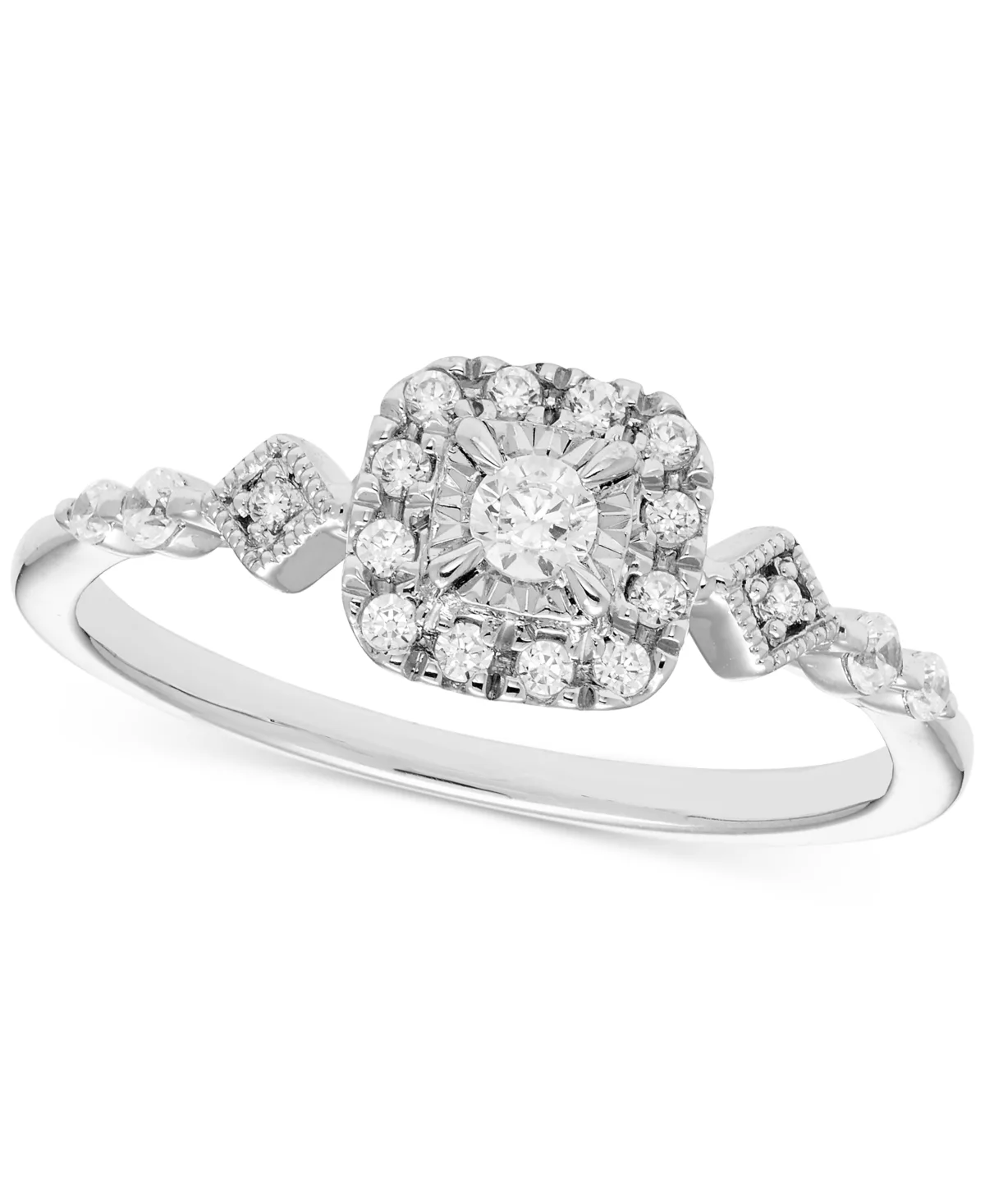 Halo Round Diamond Ring (1/4 ct. t.w.) in 14k White Gold by Macy's