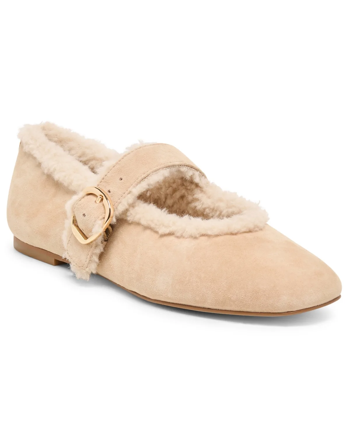Mella Plush Buckle Mary Jane Flats - Suede