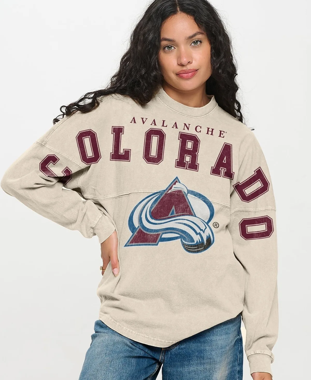 Spirit Jersey Oversized Screen Print Long-Sleeve T-Shirt