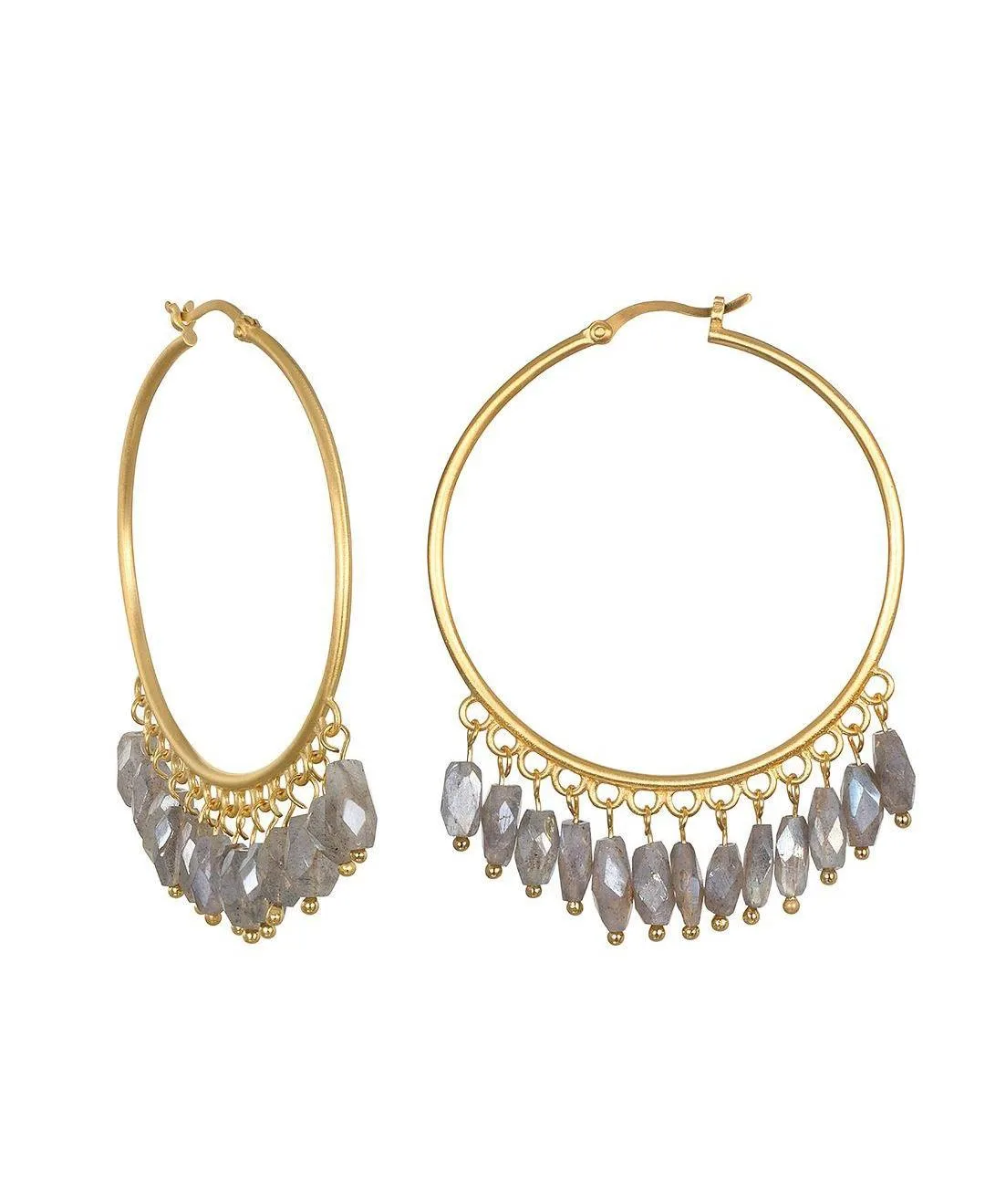 Gold Intuitive Path Labradorite Hoop Earrings by Satya Jewelry