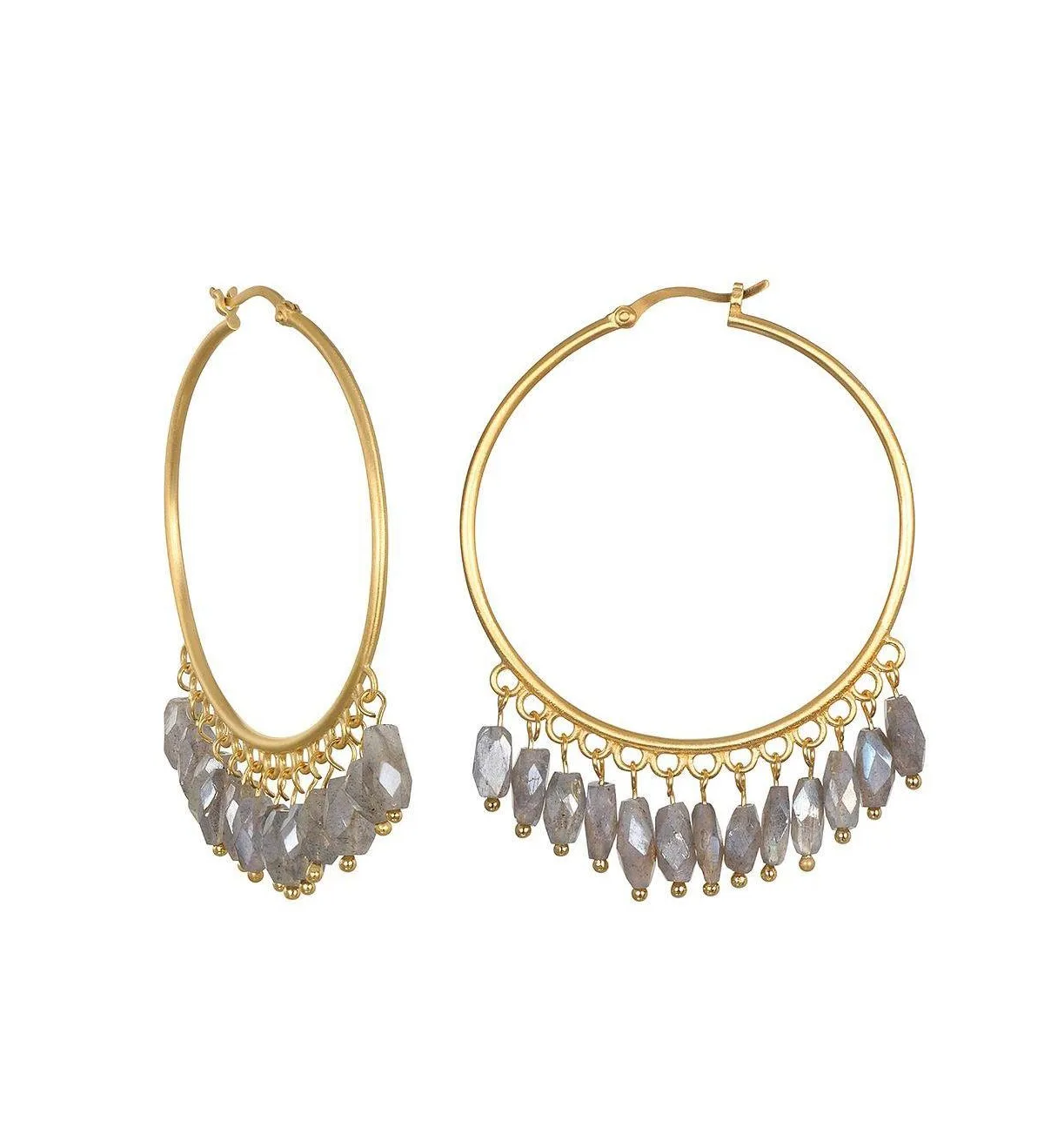 Gold Intuitive Path Labradorite Hoop Earrings by Satya Jewelry