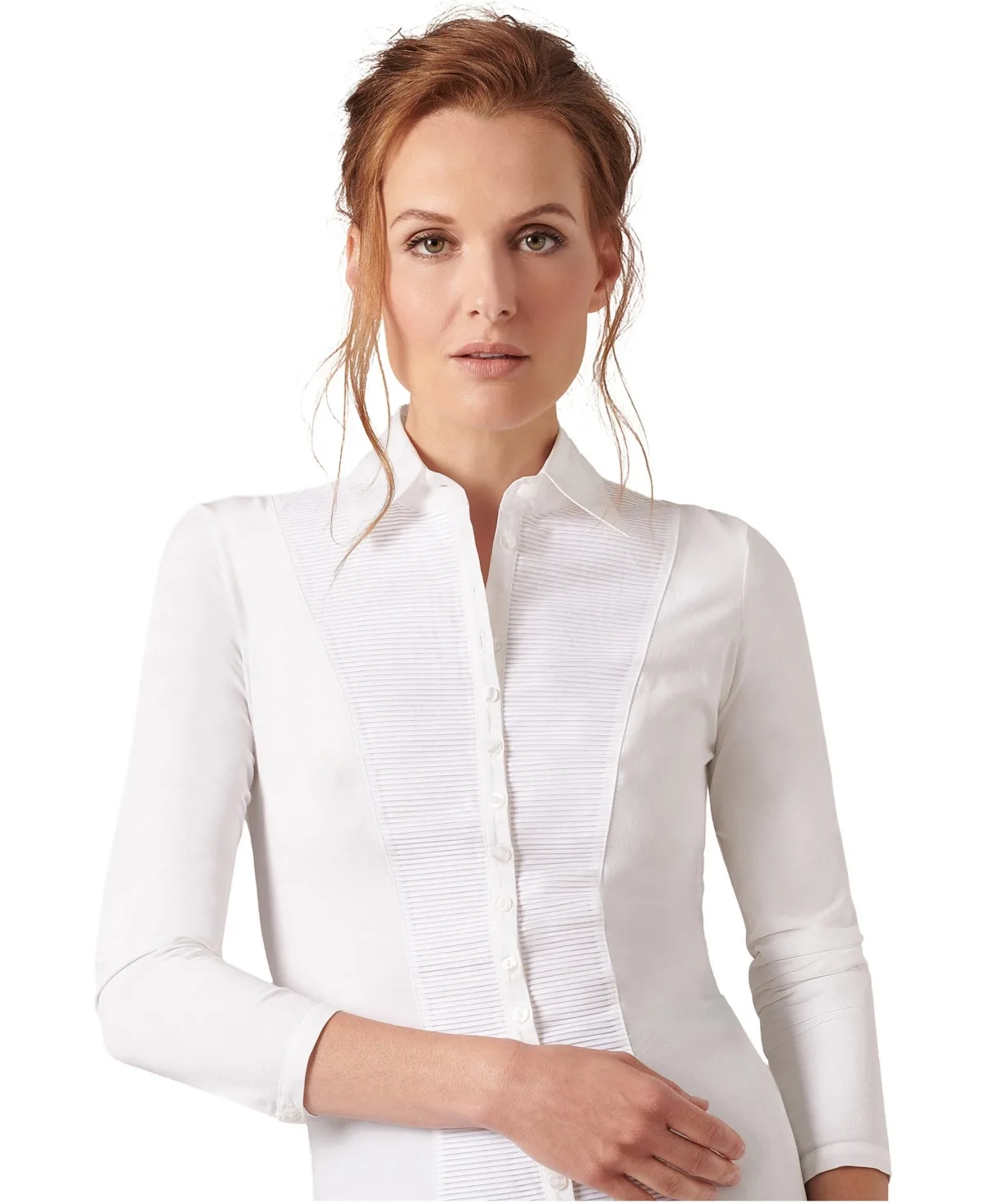 Clodie Point Collar Long-Sleeve Pleated Blouse