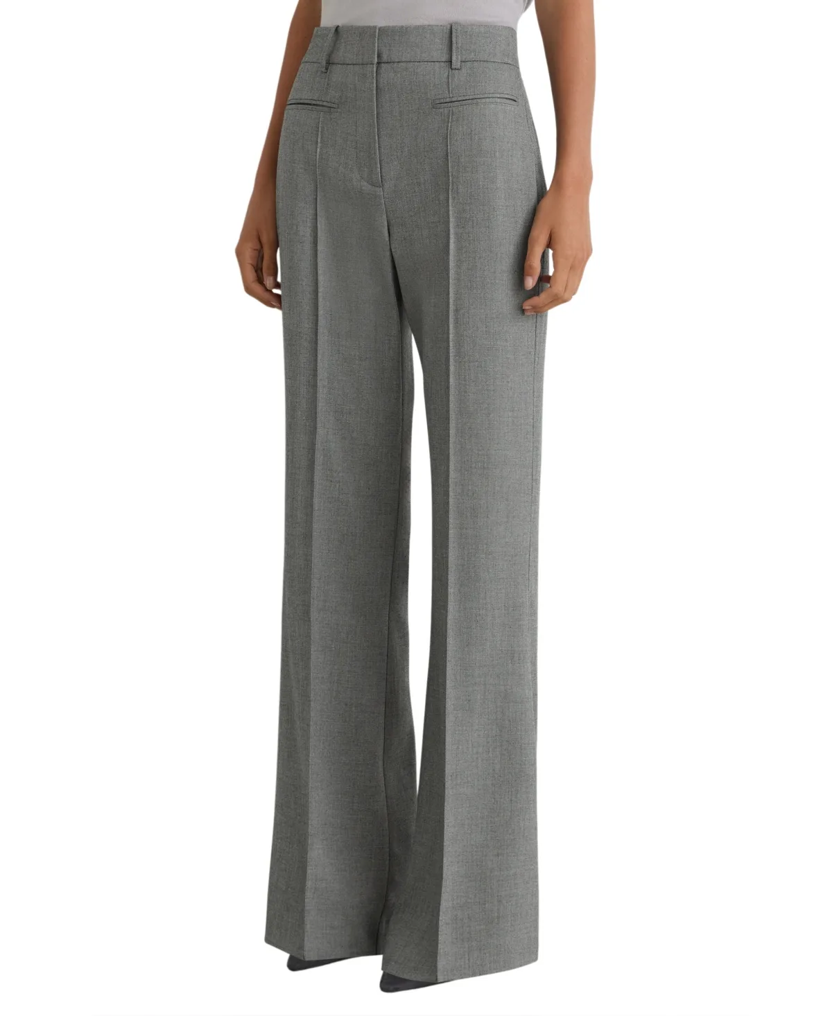Pintuck-Detail Flared Trousers